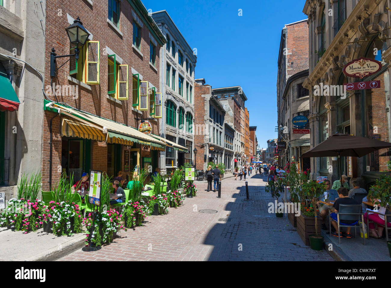 Bars, Cafés und Restaurants entlang der Rue St Paul, Montreal, Quebec, Kanada Stockfoto