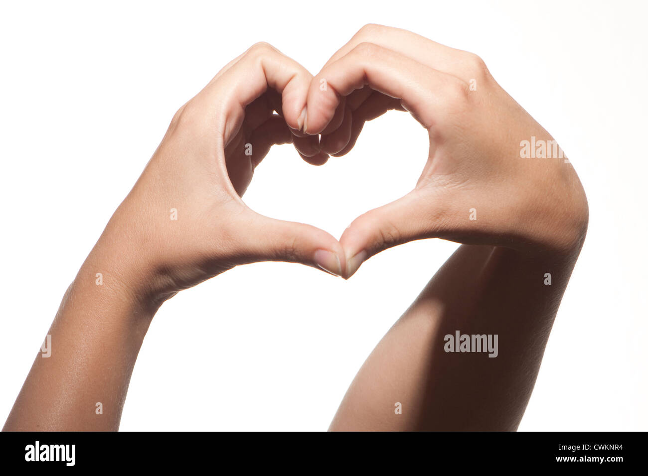 Melden Sie Frau Hande Zeigt Ein Herz Stockfoto Bild 50221336 Alamy