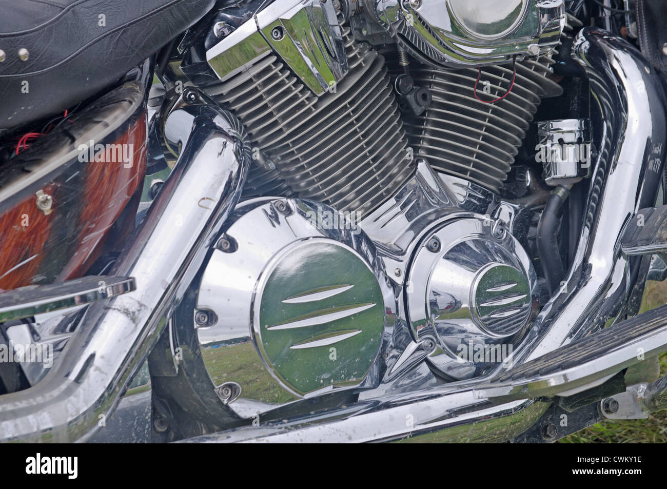 V-Twin motor Motorrad, Chrom, verchromt und poliert Stockfoto