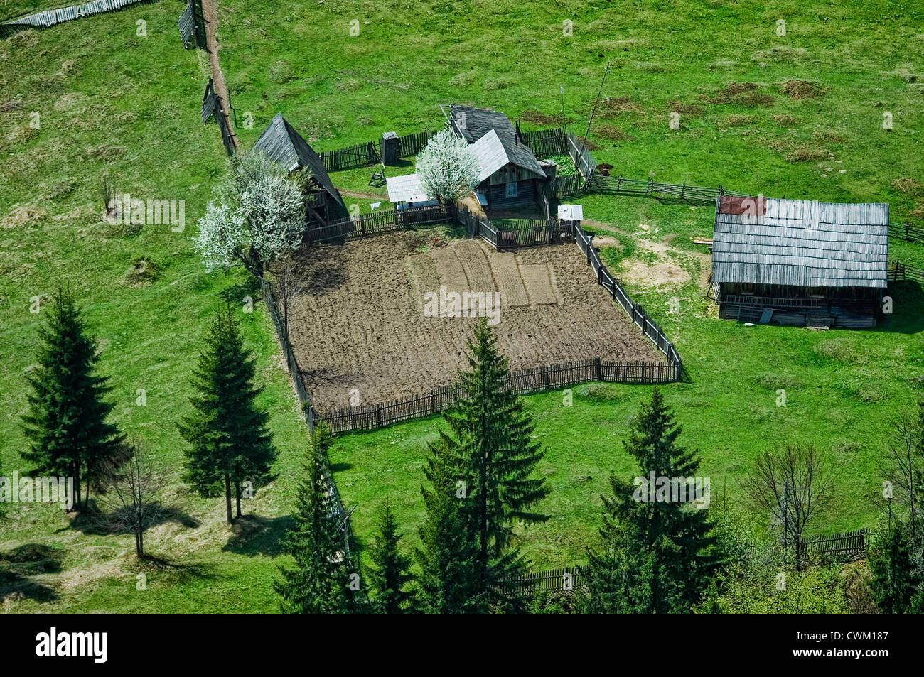 alte Dorf Haushalt im Frühjahr, Rumänien Stockfoto