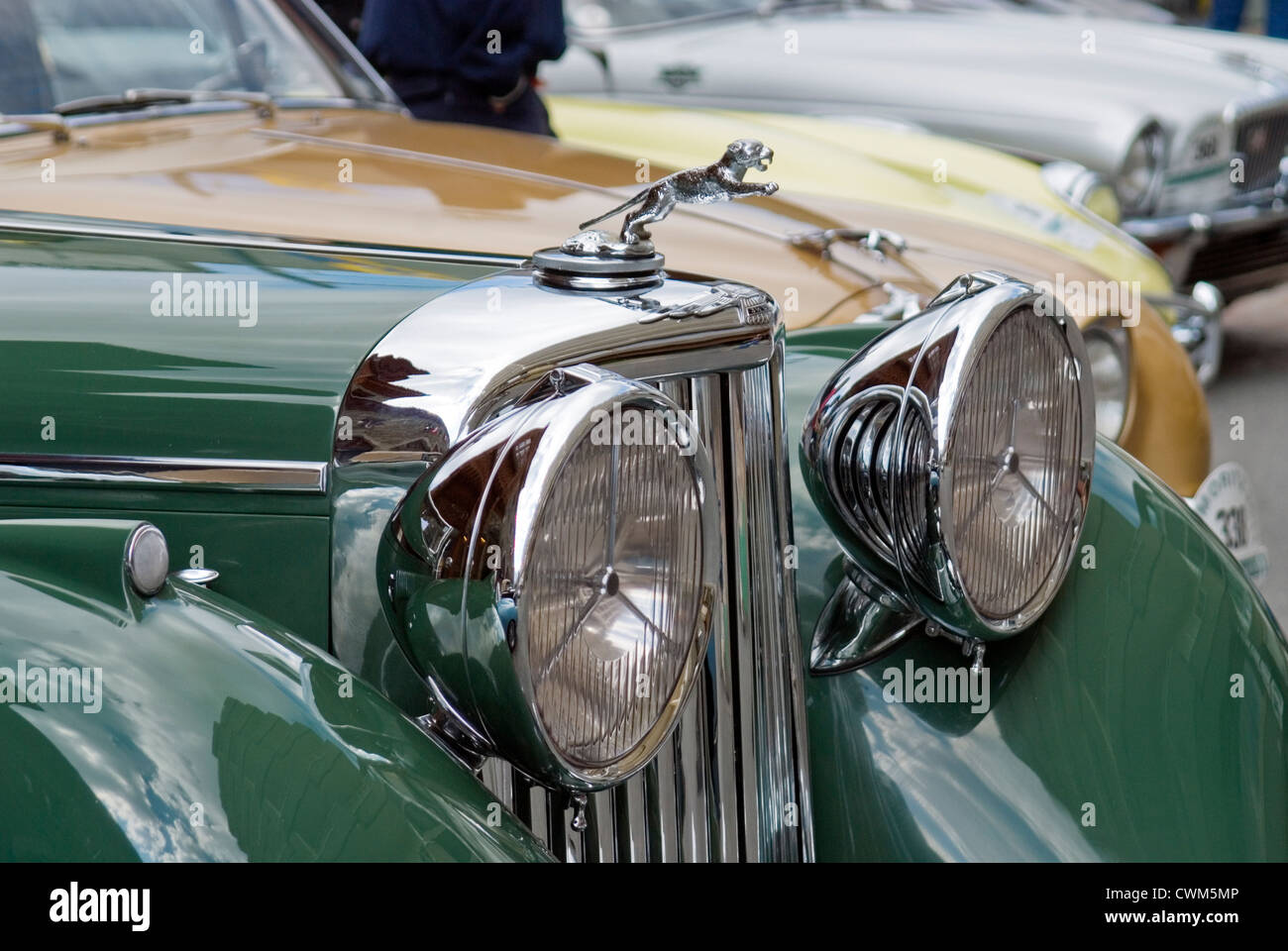 Jaguar Oldtimer während British Classic Car Meeting 2011, St. Moritz, Schweiz Stockfoto
