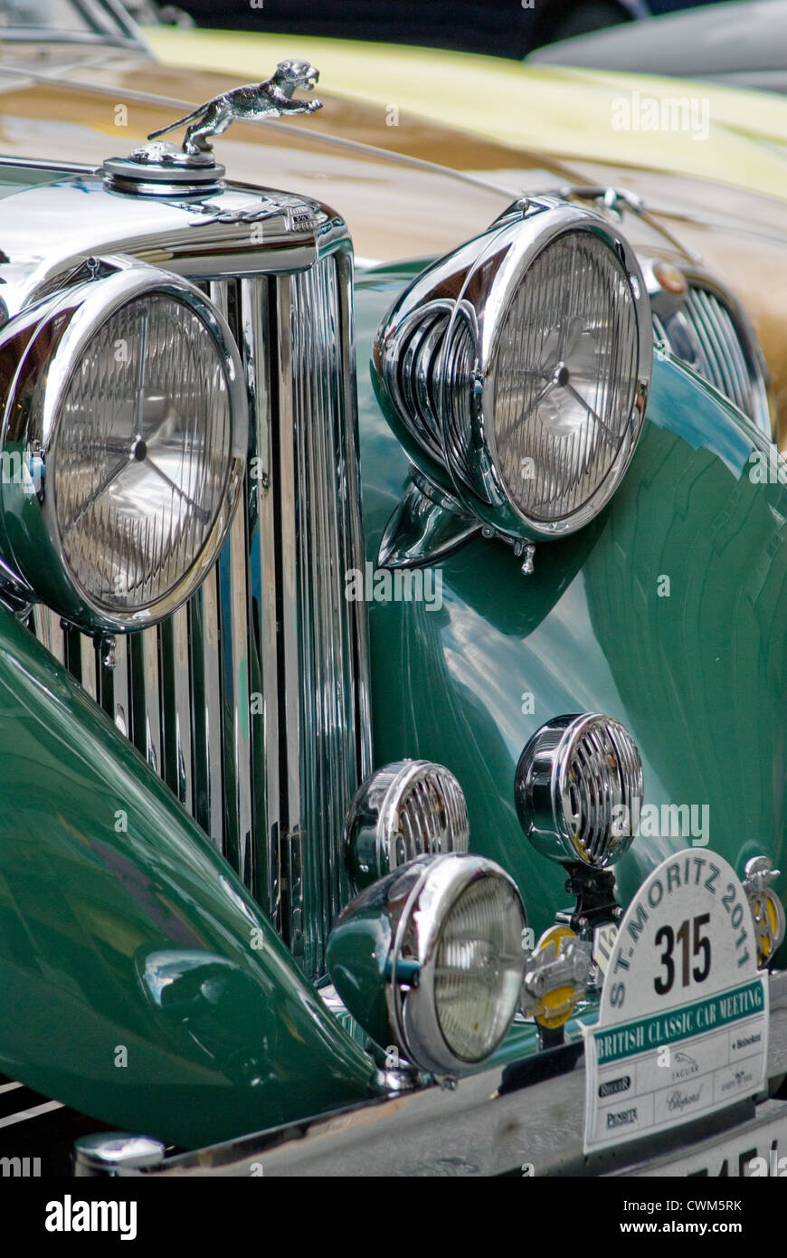 Jaguar Oldtimer während British Classic Car Meeting 2011, St. Moritz, Schweiz Stockfoto