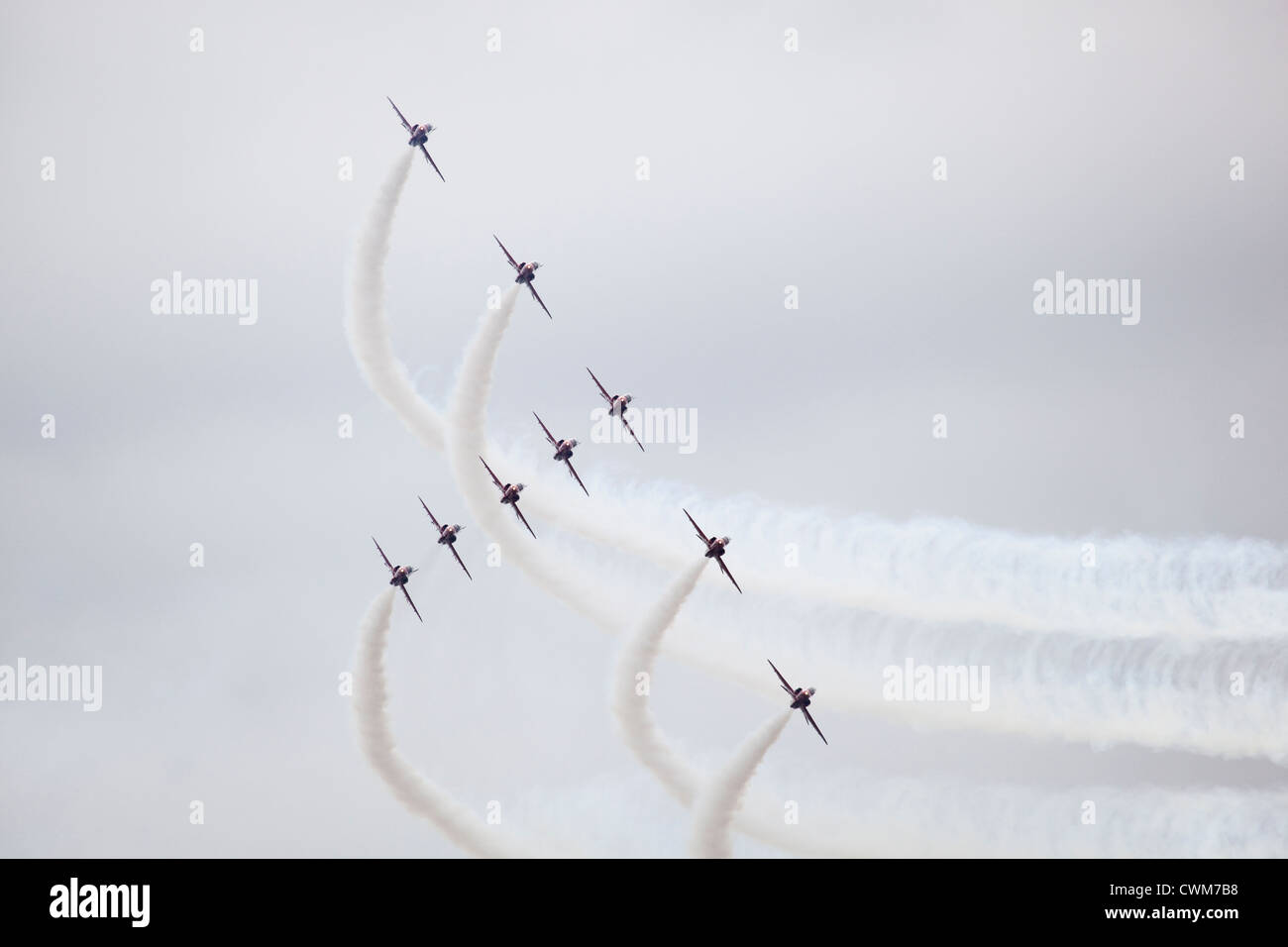 Die Red Arrows anzeigen an RAF Fairford in Gloucestershire an der Royal International Air Tattoo Juli 2010. 18.07.2010 Stockfoto