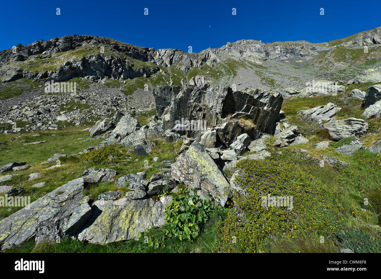 Berglandschaft im Susa-Tal, Piemont, Italien Stockfoto