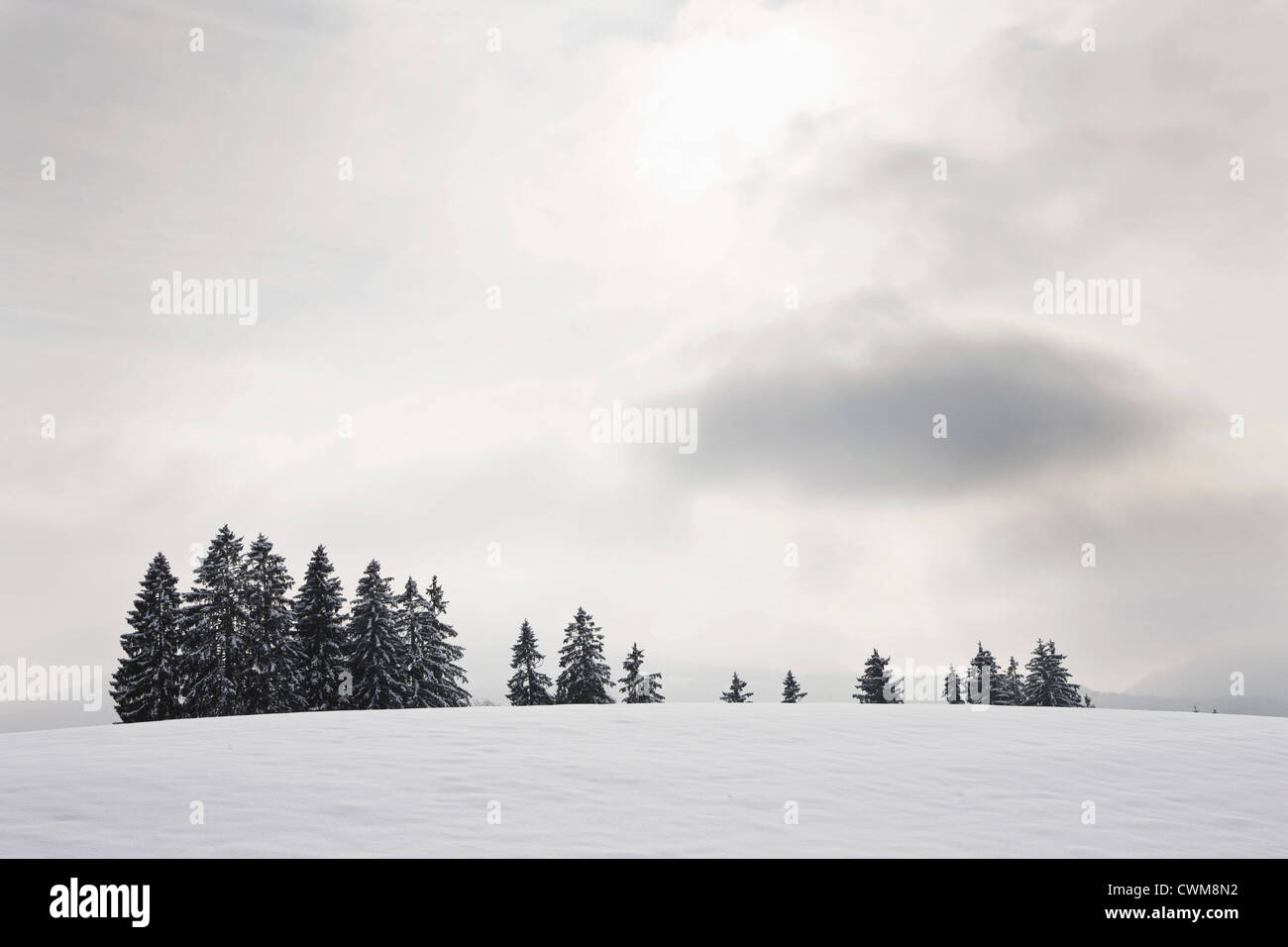 Deutschland, Bayern, Blick auf verschneite Winterlandschaft Stockfoto