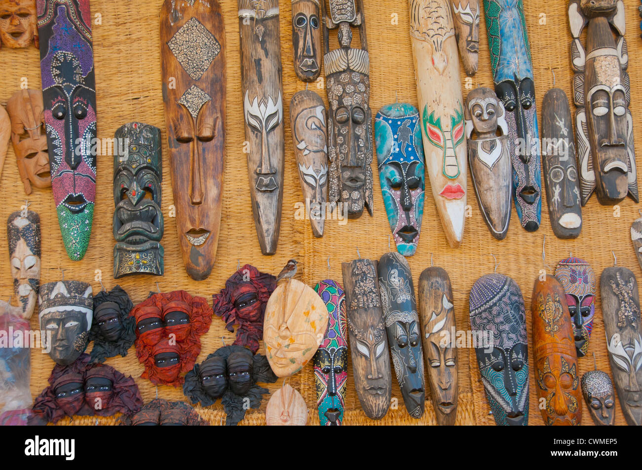 Souvenirs aus der Region Kunsthandwerk zum Verkauf in Gharb Soheil nubischen Dorf am Westufer des Nils neben Assuan Ägypten Stockfoto