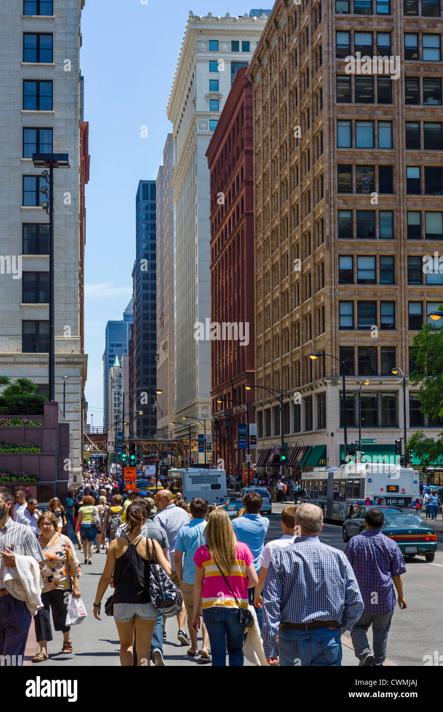 Sehen Sie Jackson Boulevard vom Fluss Chicago, Chicago, Illinois, USA Stockfoto