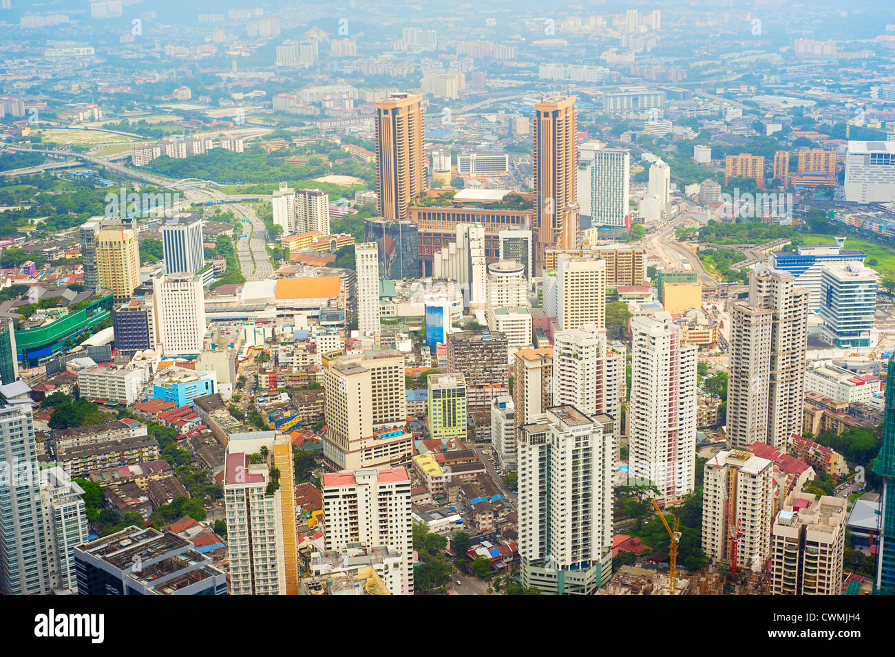 Luftbild auf Kuala Lumpur vom KL Tower Stockfoto