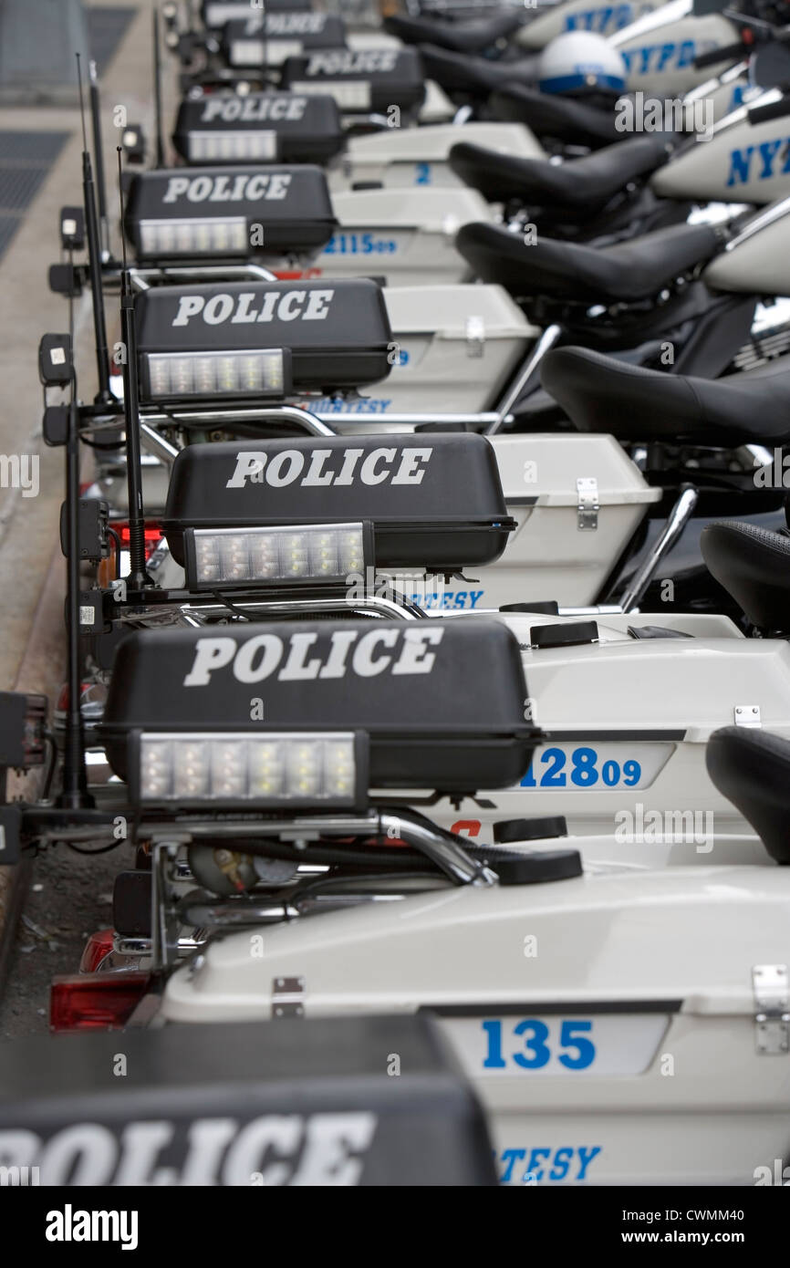 USA, New York City Reihe von Polizei-Motorräder Stockfoto