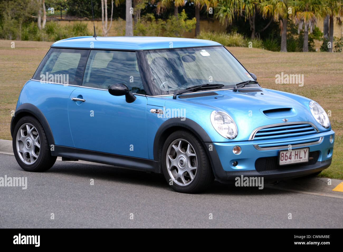 Blauen Mini Cooper Stockfoto