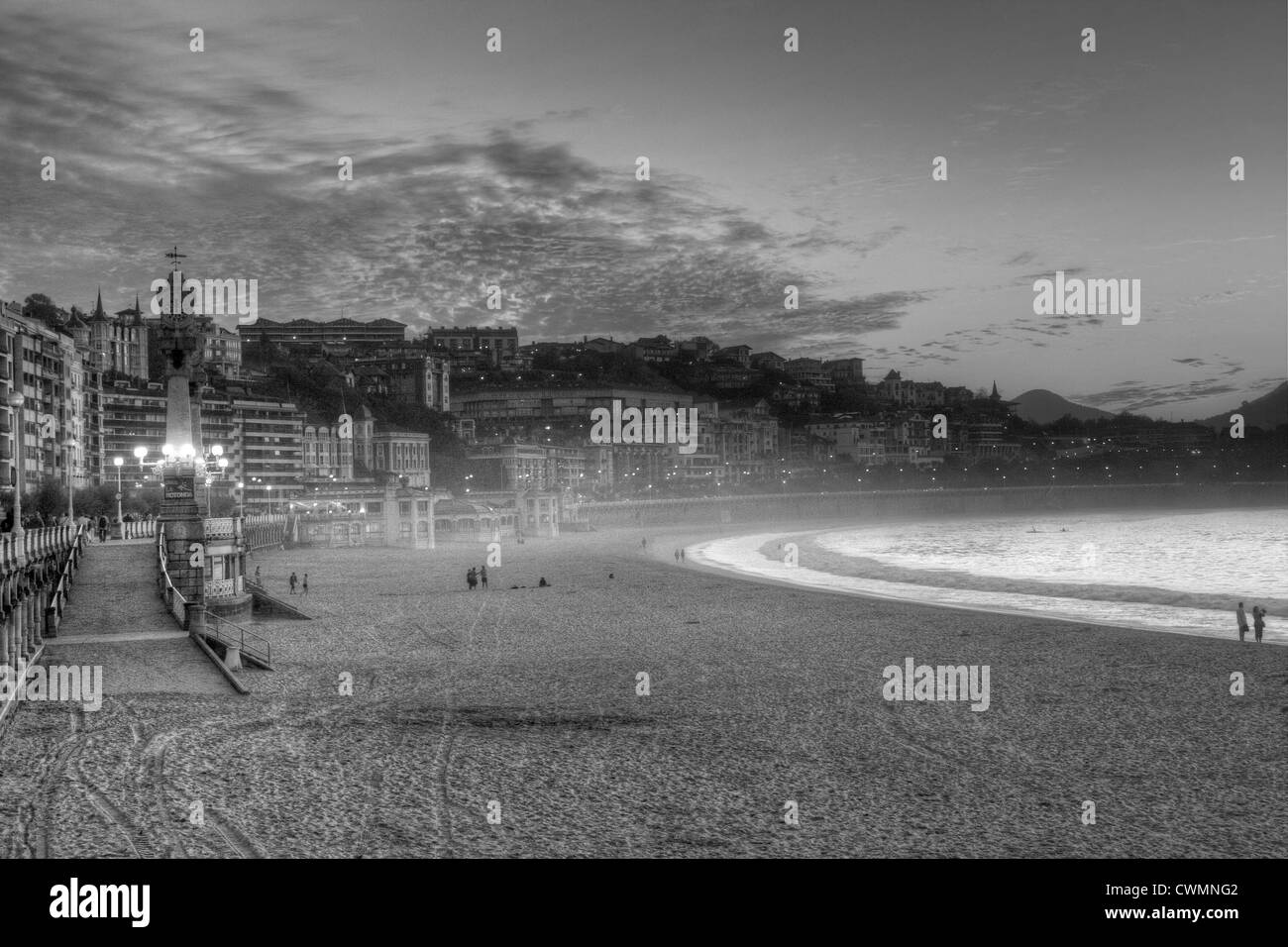 Strand La Concha, San Sebastian Bucht in Guipuzcoa Spanien Stockfoto