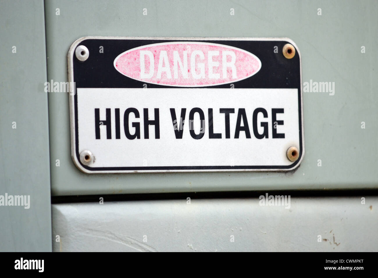 High Voltage Gefahrenzeichen Stockfoto