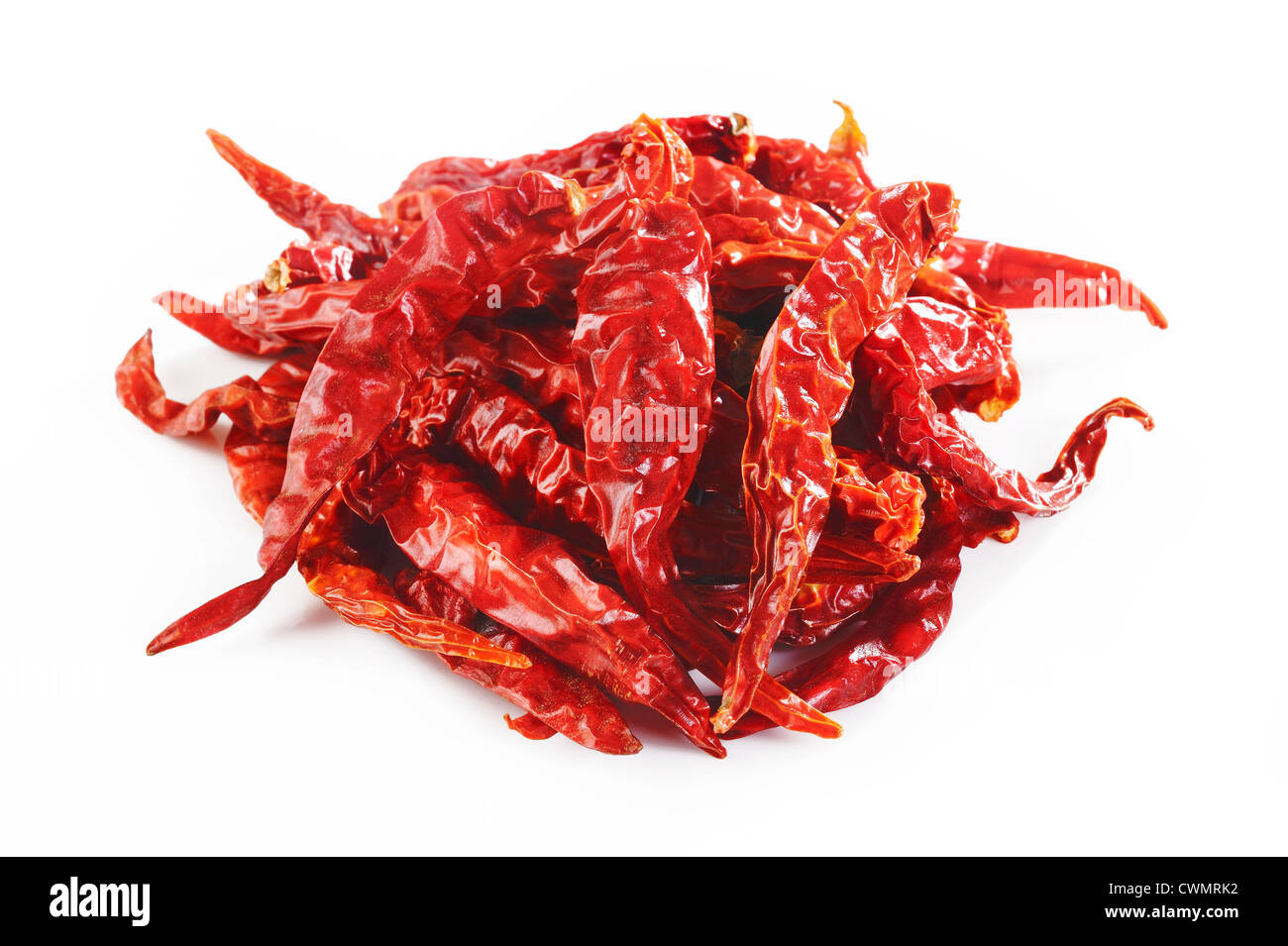 rote Chili auf weiß Stockfoto