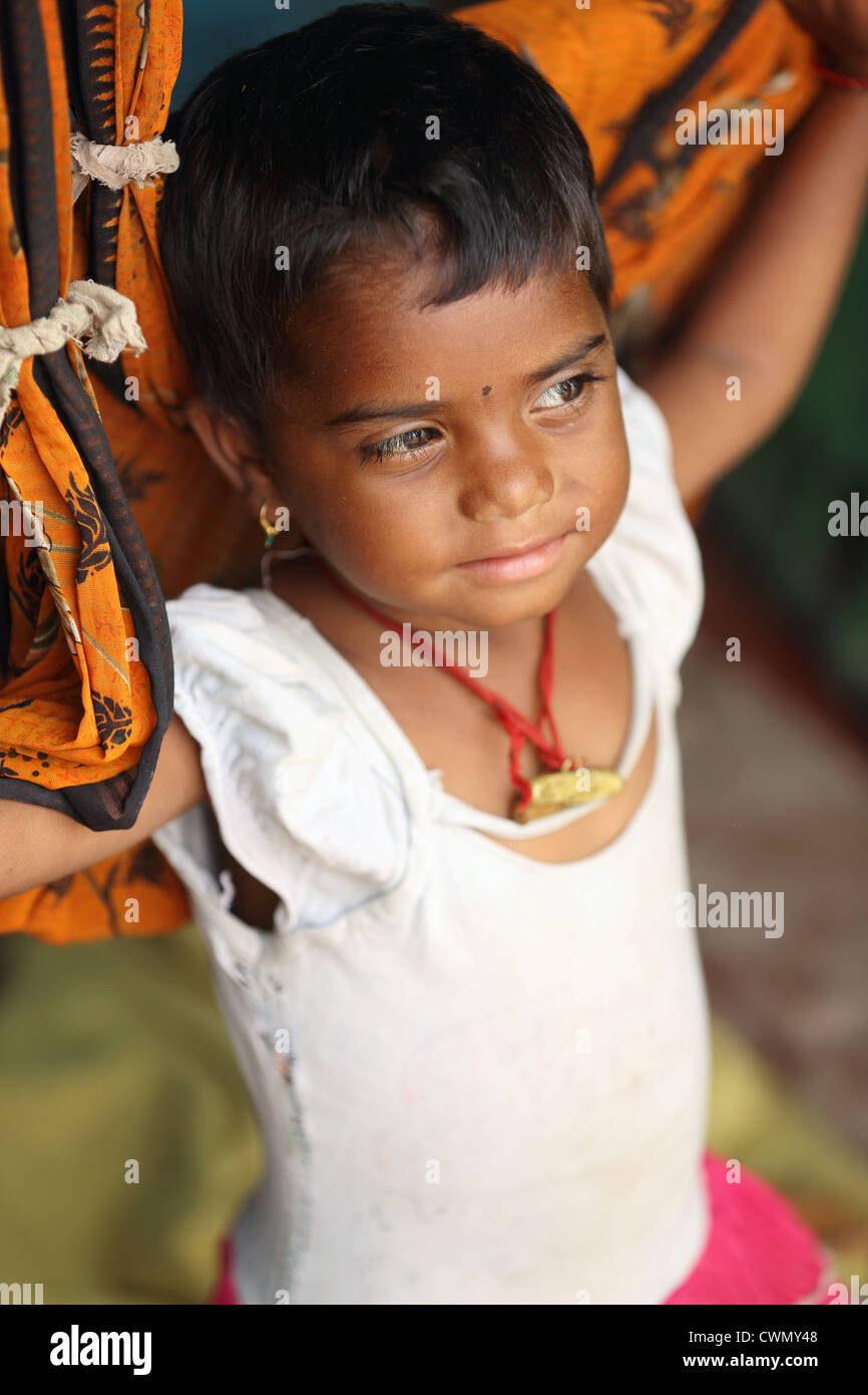 Junge indische ländliche Mädchen Andhra Pradesh in Indien Stockfoto