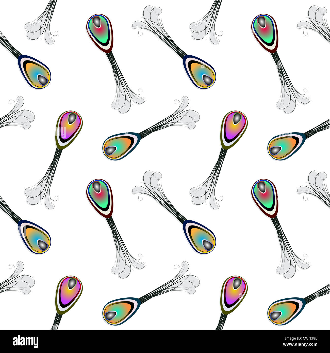 Pfau Federn Muster, abstrakte nahtlose Textur; Vektor-Illustration Kunst Stockfoto