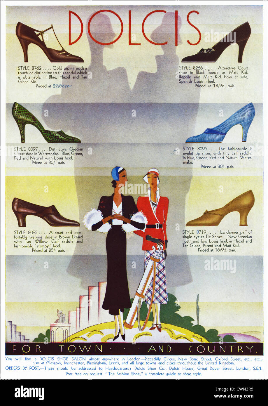 Original Der 1930er Jahre Vintage Printwerbung Aus Englischen Verbraucher Zeitschriftenwerbung Dolcis Damenschuhe Stockfotografie Alamy