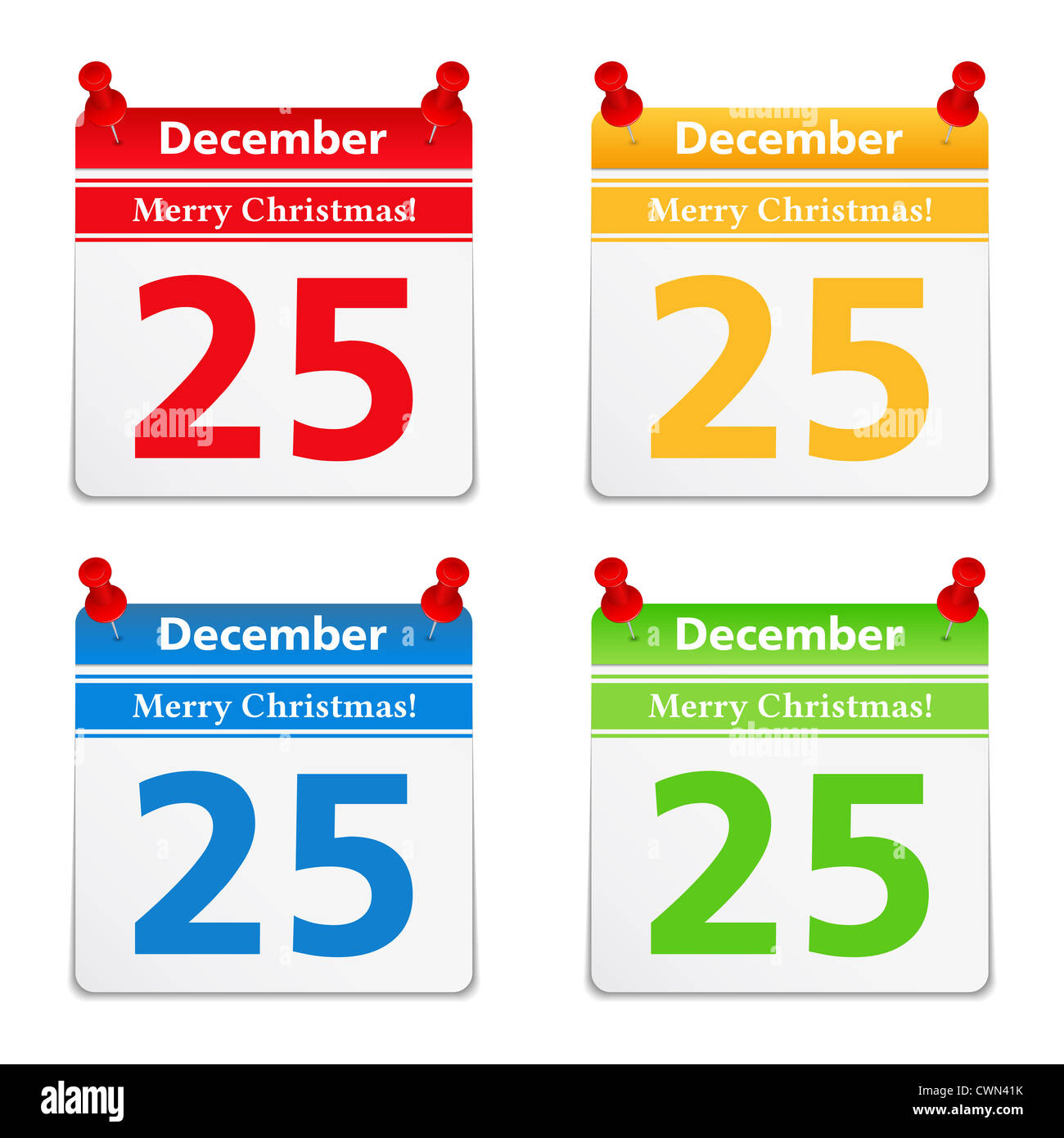 Kalenderblätter mit 25 Dezember Stockfoto