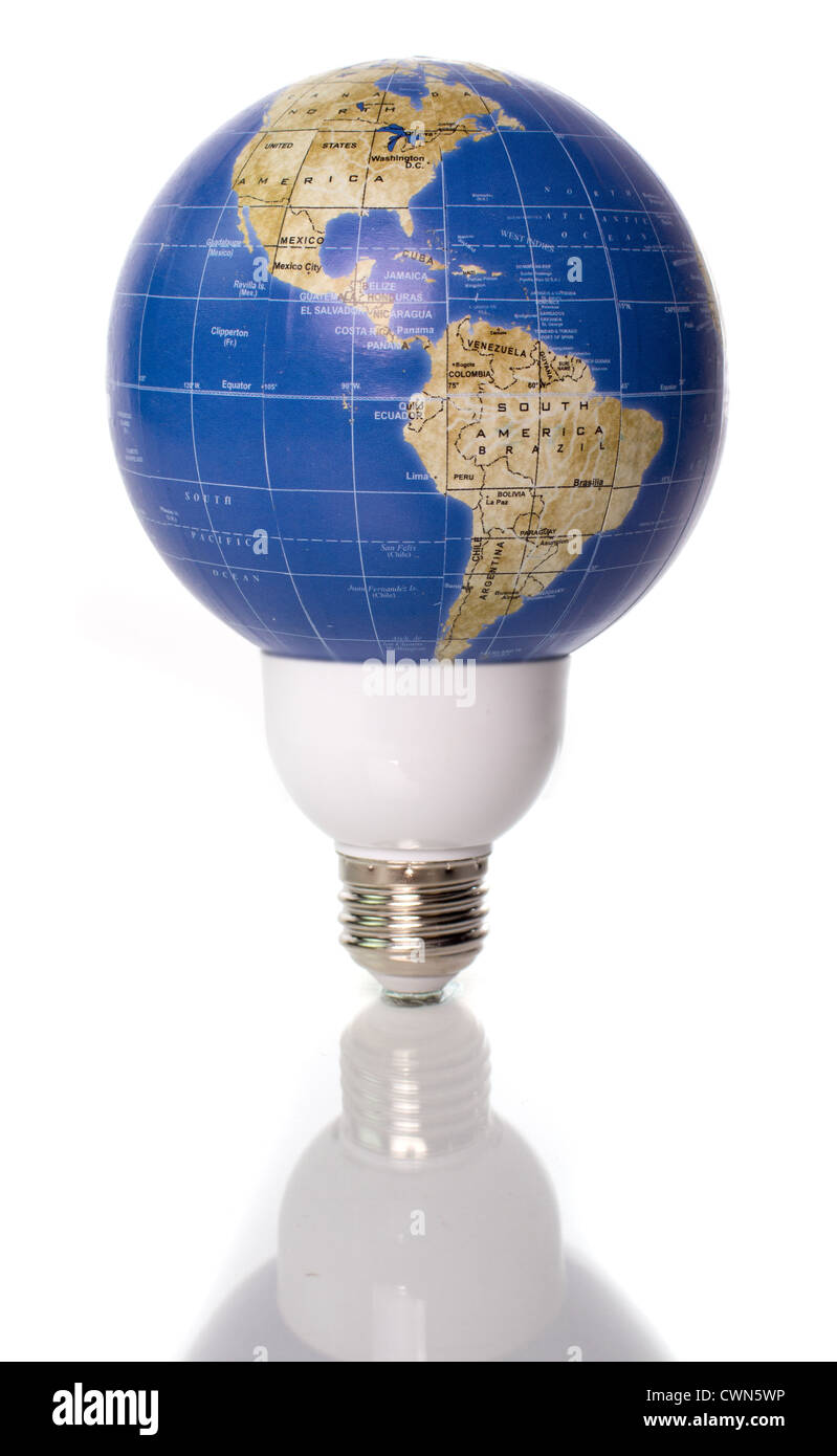 Konzept: World Energy, Beleuchtung der Welt, grüne Energie, Weltmacht Stockfoto
