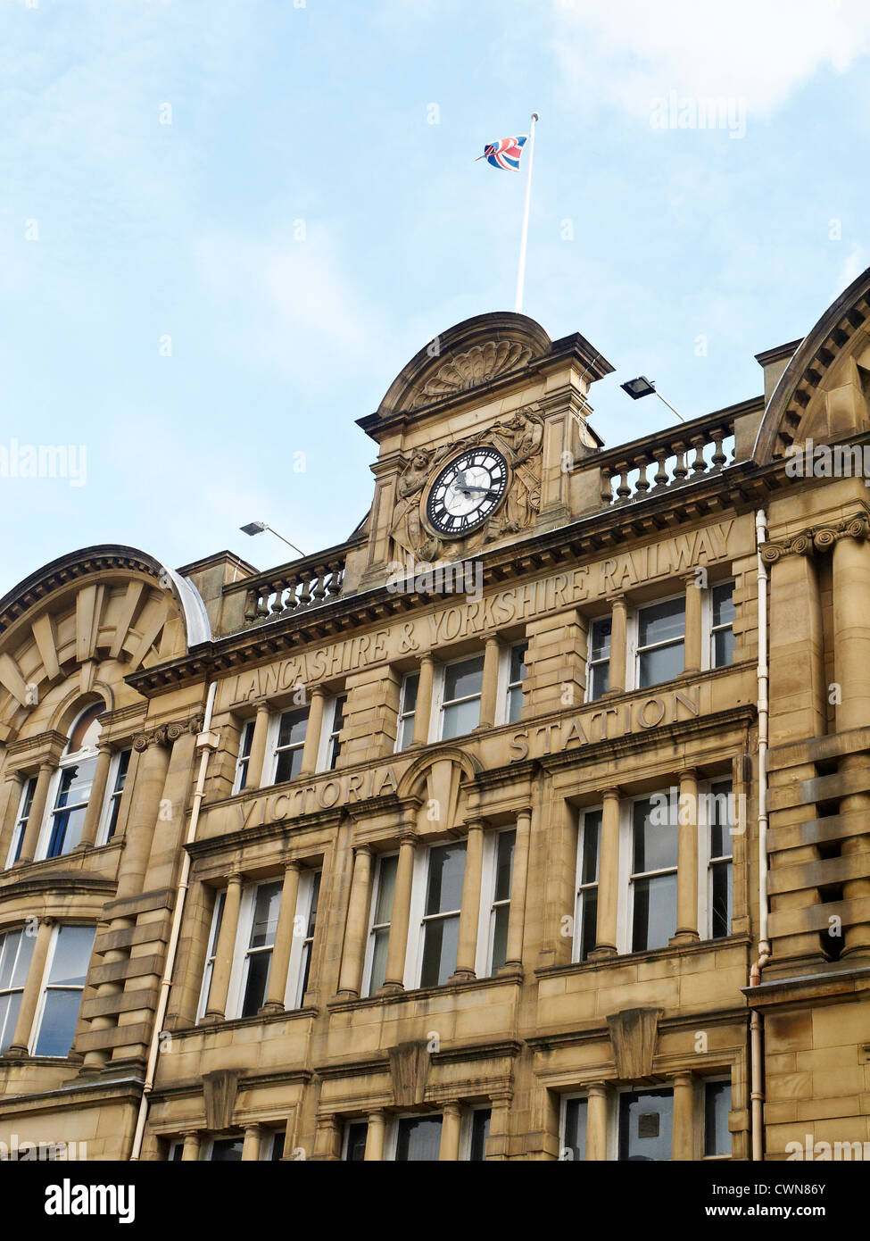 Details der Lancashire & Yorkshire Railway am Bahnhof Victoria in Manchester UK Stockfoto