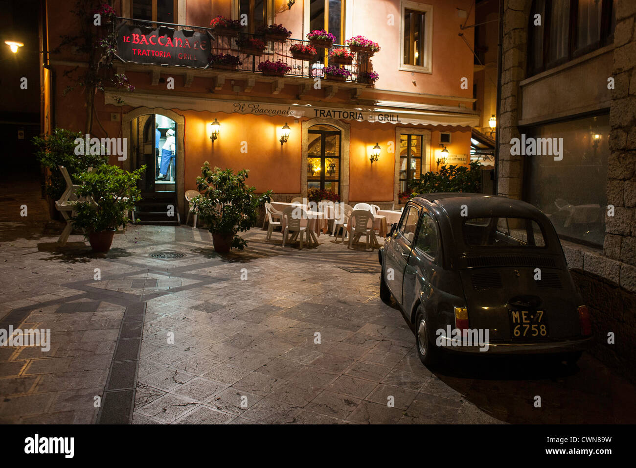 Il Baccanale Trattoria in Taormina, Sizilien Stockfoto