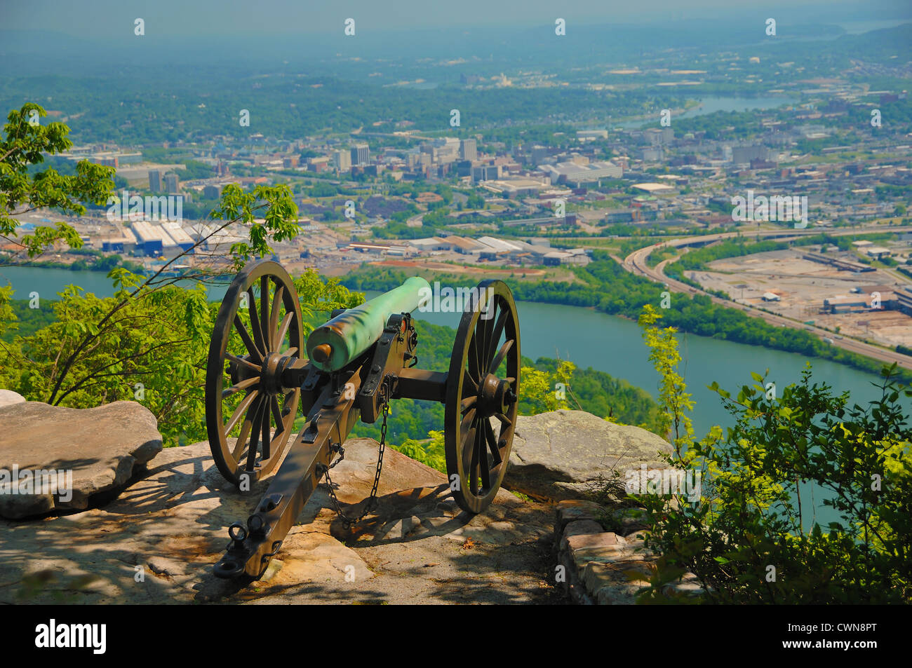 Point Park hat eine Anzahl von Kanonen aus der Schlacht von Chattanooga im amerikanischen Bürgerkrieg, Tennessee, USA erhalten. Stockfoto