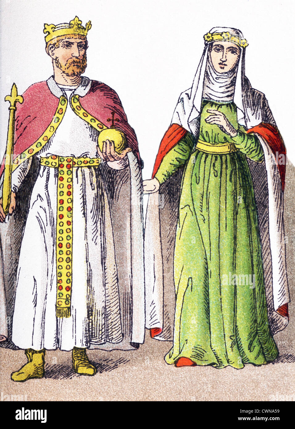 Sie repräsentieren den Kaiser Frederick I (Barbarossa) (1190) und die Gemahlin des Fürsten Heinrich dem Löwen. Stockfoto