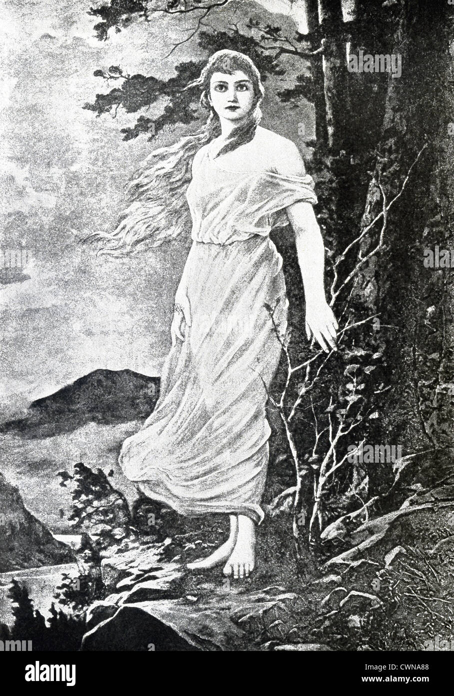 Der Legende zufolge nach Lorelei, ein deutscher Wassergeist, von ihrem geliebten verschmäht wurde, sie Männer verzaubert und ihre Todesfälle verursacht. Stockfoto