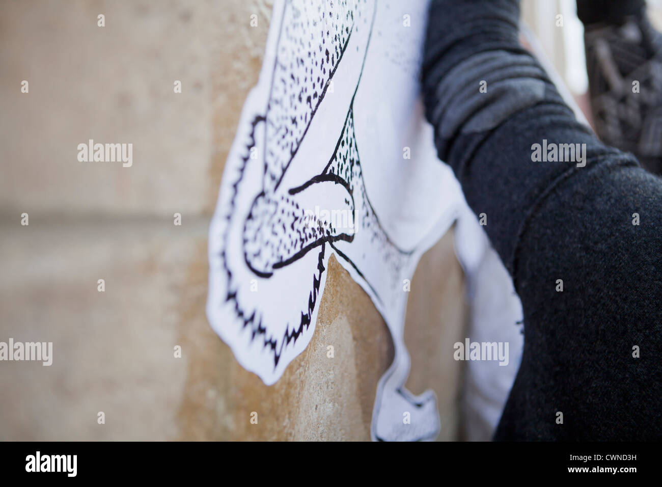 Paste-up Ausstellung im kulturellen Zentrum von Perth, Teil der lebenden Wände Ausstellung Stockfoto
