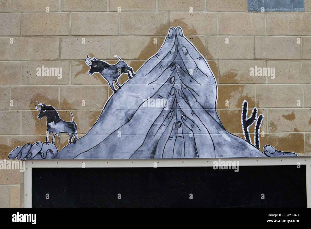 Paste-up Ausstellung im kulturellen Zentrum von Perth, Teil der lebenden Wände Ausstellung Stockfoto