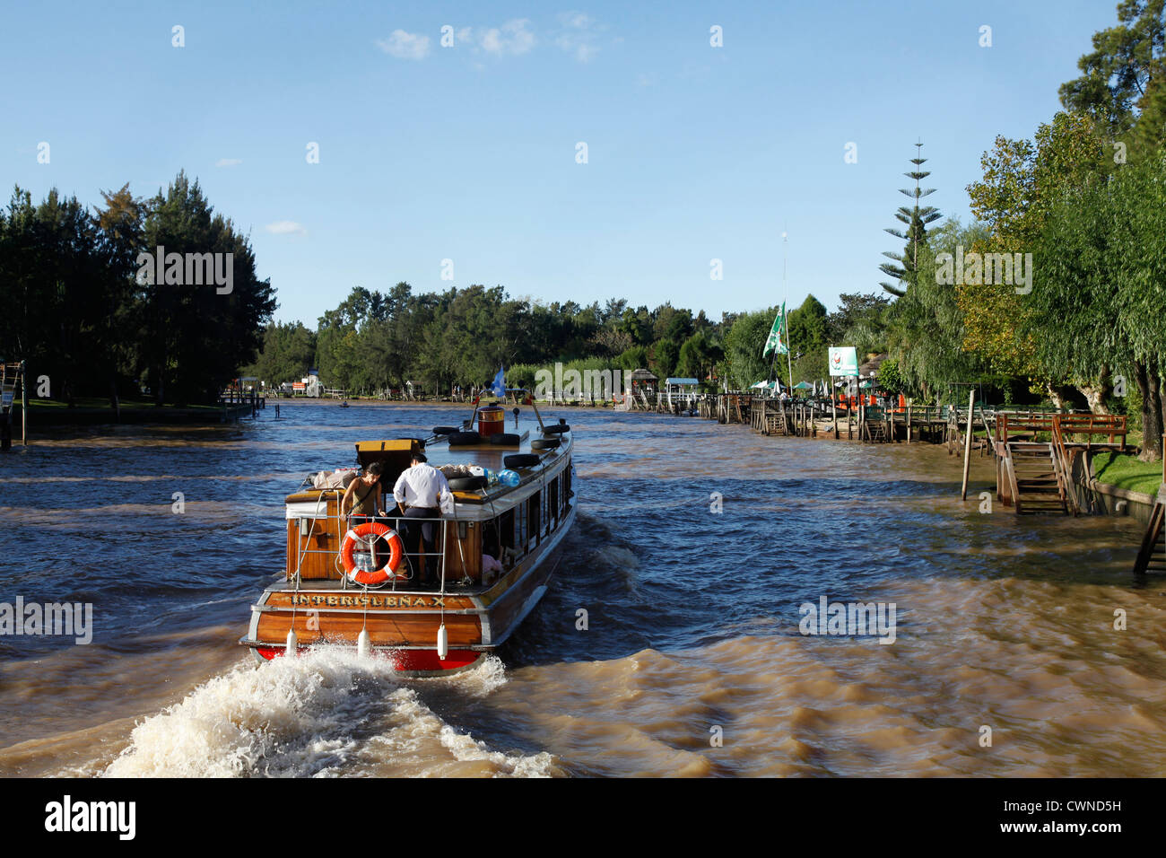 Boot Kreuzfahrt auf dem Delta, Tigre, Argentinien. Stockfoto