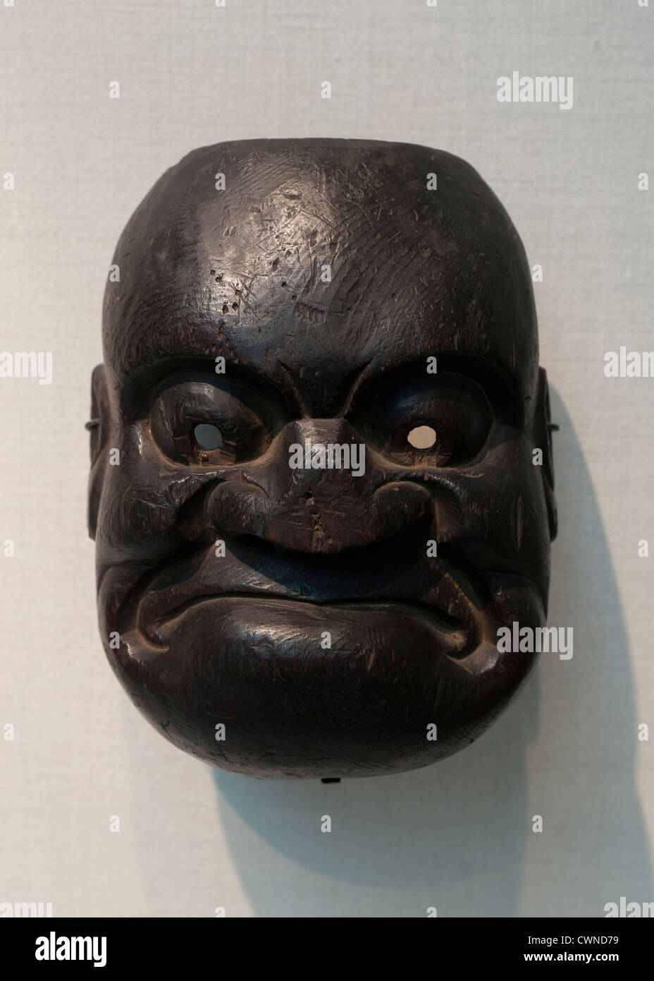 Japanischer Schrein Holzmaske - Momoyama / Edo-Zeit Stockfoto