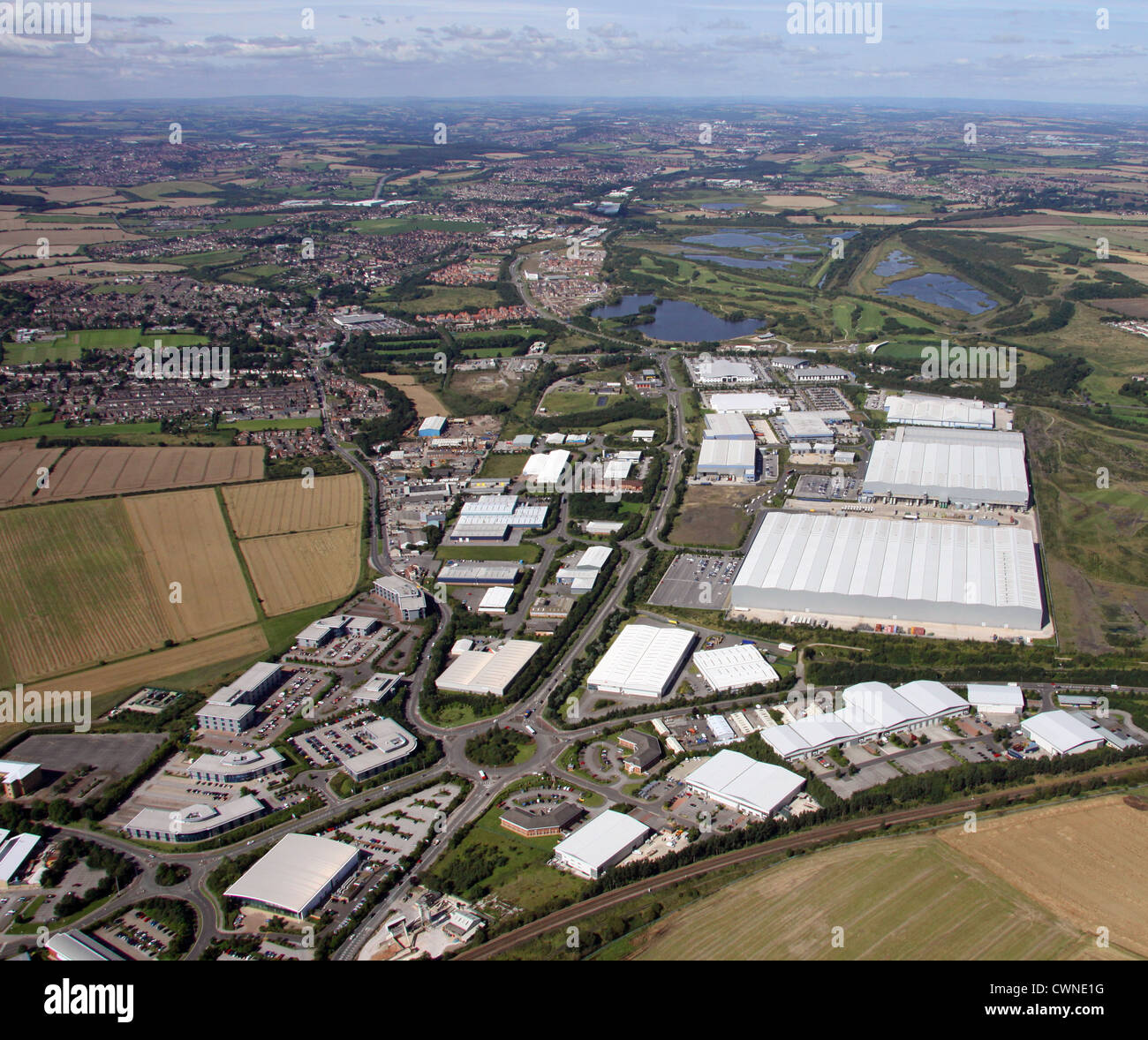Luftaufnahme des Brookfields Weg Gewerbegebiet, Dearne Valley, Rotherham Stockfoto