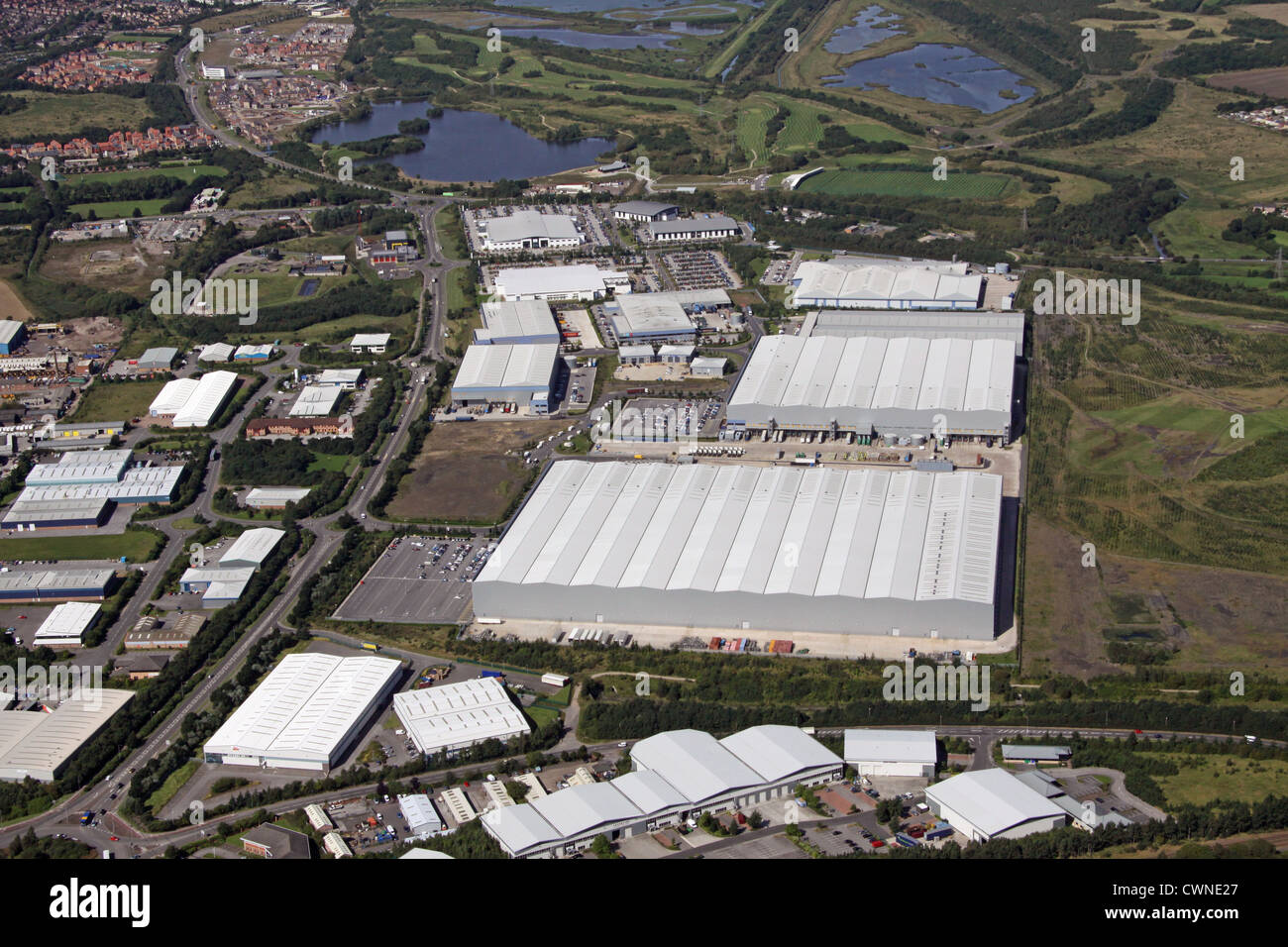 Luftaufnahme des Brookfields Weg Gewerbegebiet, Dearne Valley, Rotherham Stockfoto