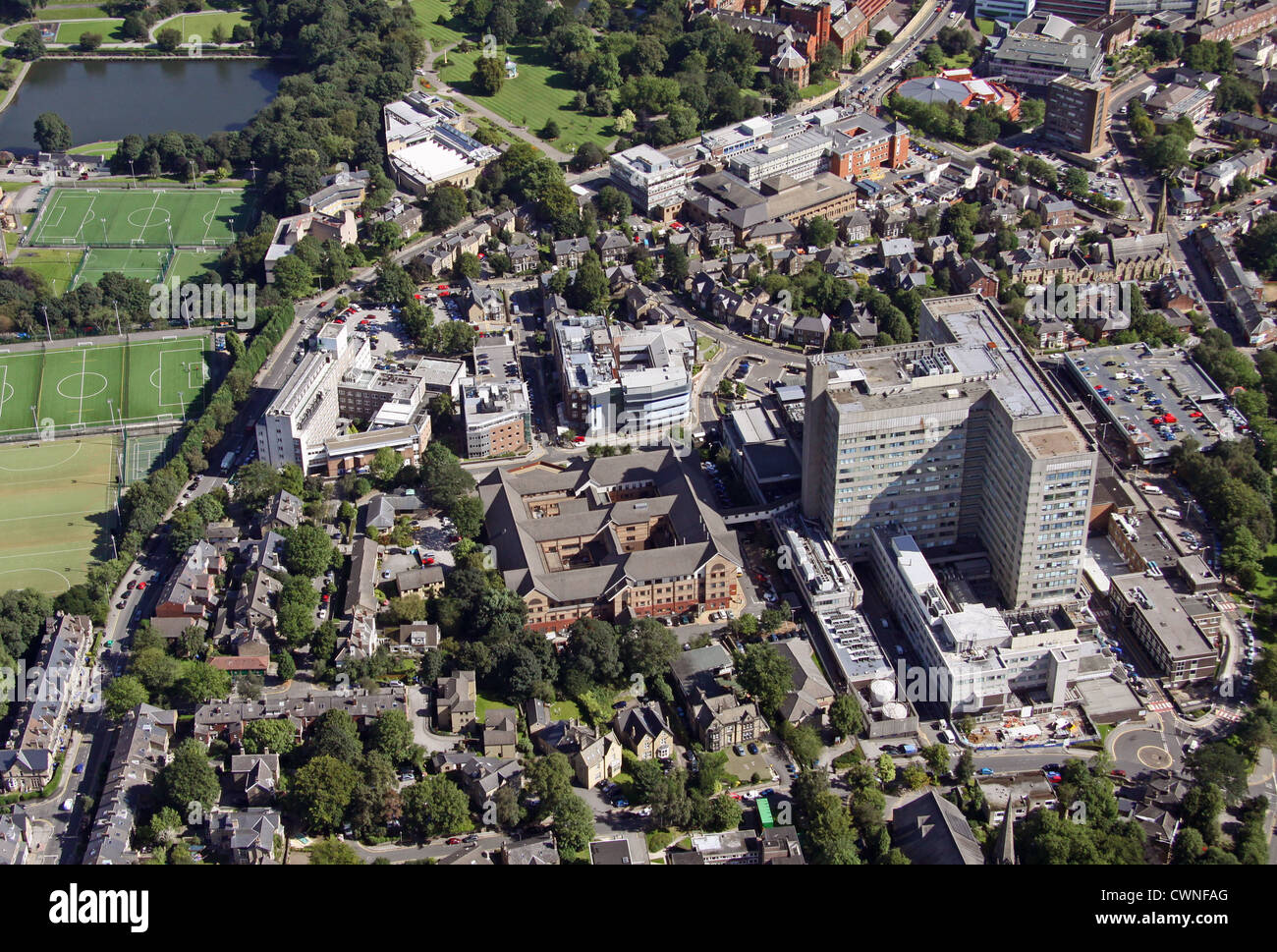 Luftbild von Weston Park Hospital und The Royal Hallamshire Hospital, Sheffield Stockfoto