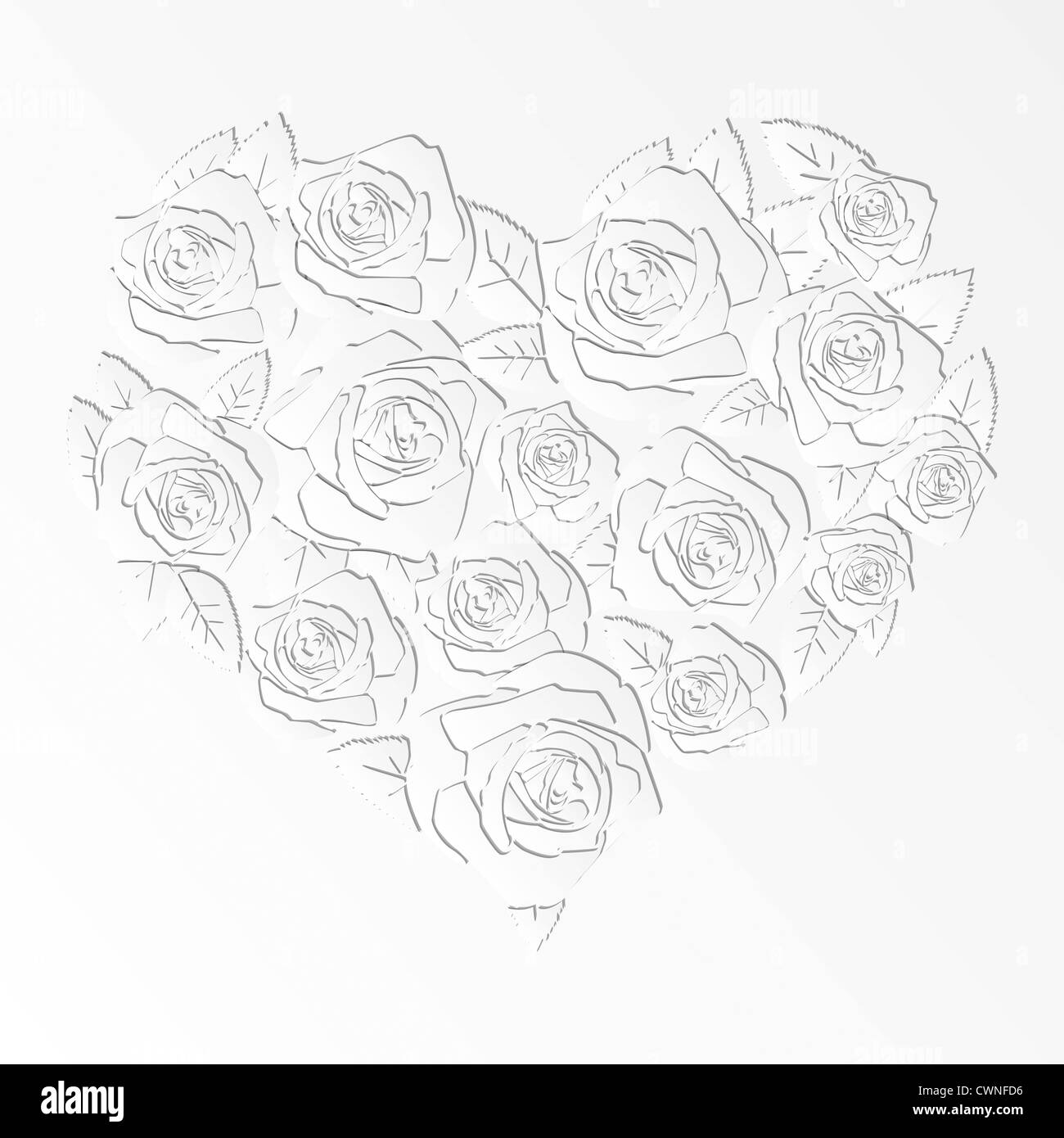 Scherenschnitt Design isoliert Vektor Herzen von roses Stockfoto