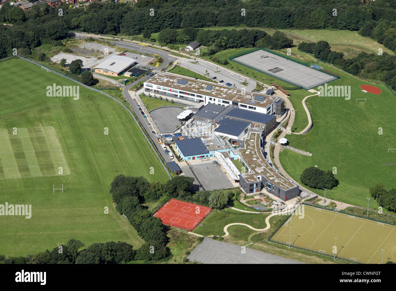 Luftaufnahme der Newfield Secondary School, Sheffield Stockfoto
