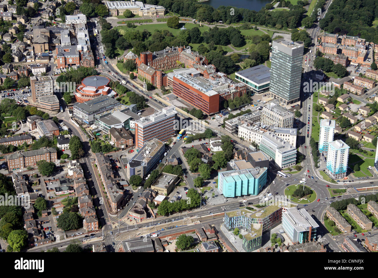 Luftaufnahme des Western Bank, University of Sheffield Stockfoto