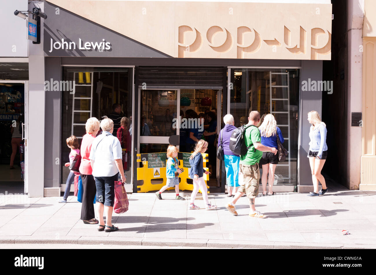 John Lewis-Pop-up-Shop in Exeter. Stockfoto