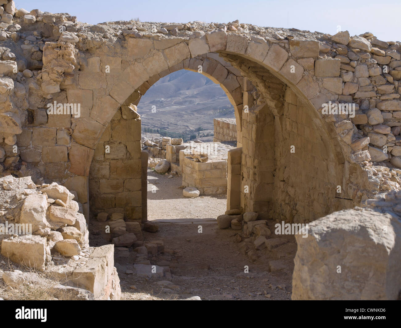 Kreuzfahrerburg in Shoubak Jordanien wo ich während eines Teils der Kreuzzüge Torbogen regierte Baldwin Stockfoto