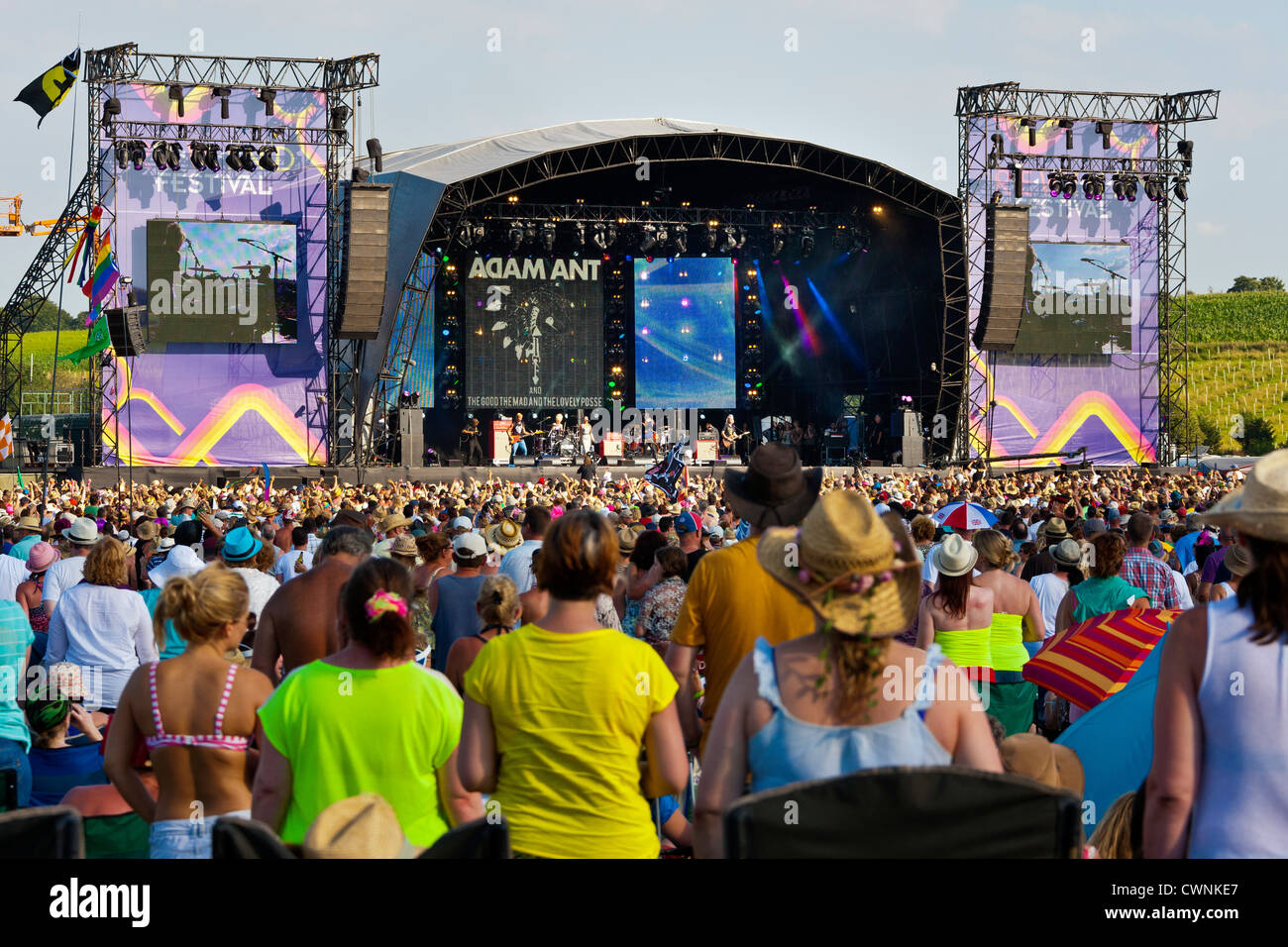 Riesige Menschenmenge vor der Bühne auf die Rewind Festival Henley on Thames 2012 Festivalbesucher. JMH6056 Stockfoto