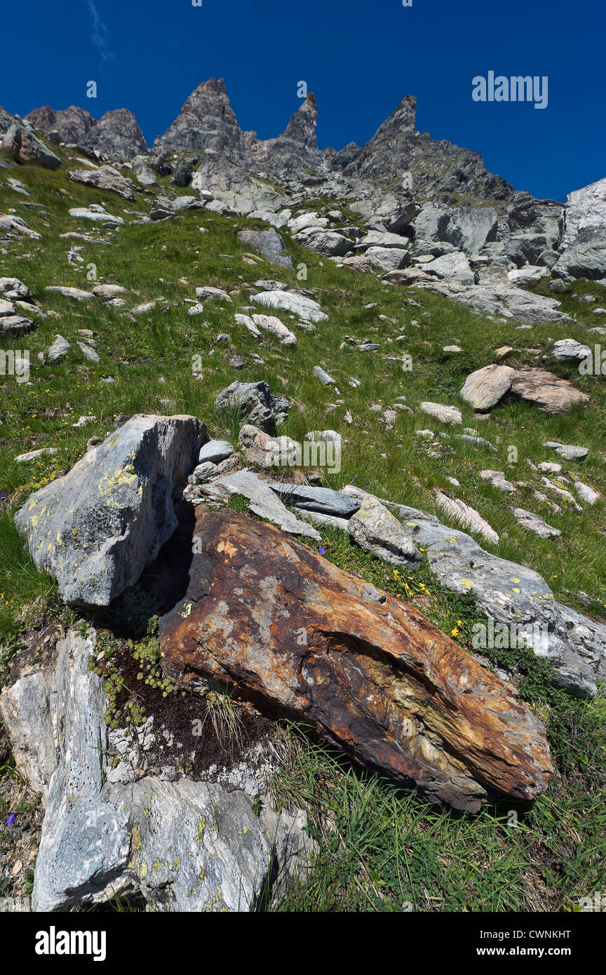 Berglandschaft, Susa-Tal, Piemont, Italien Stockfoto