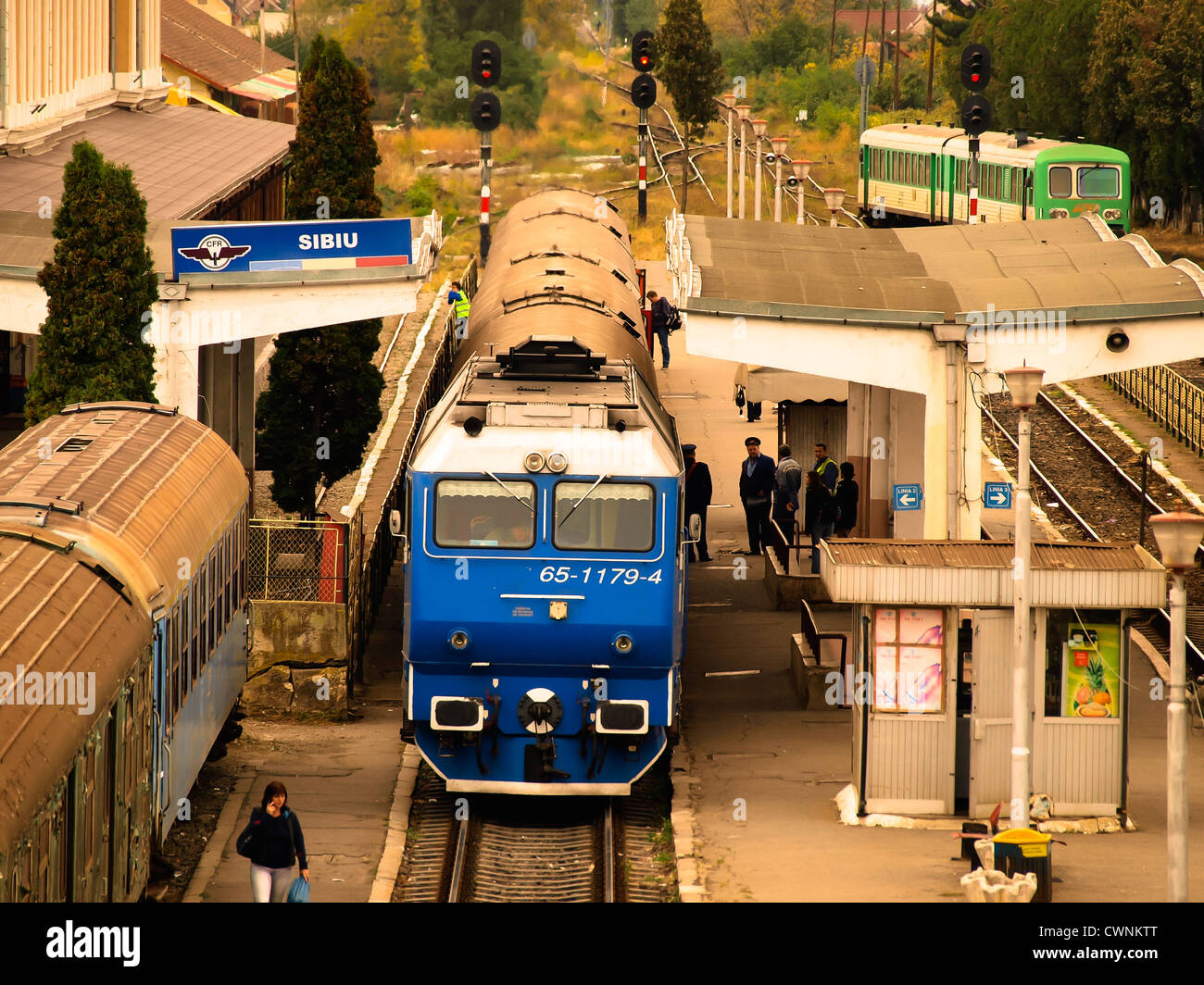 Bahnhof von Sibiu. Stockfoto