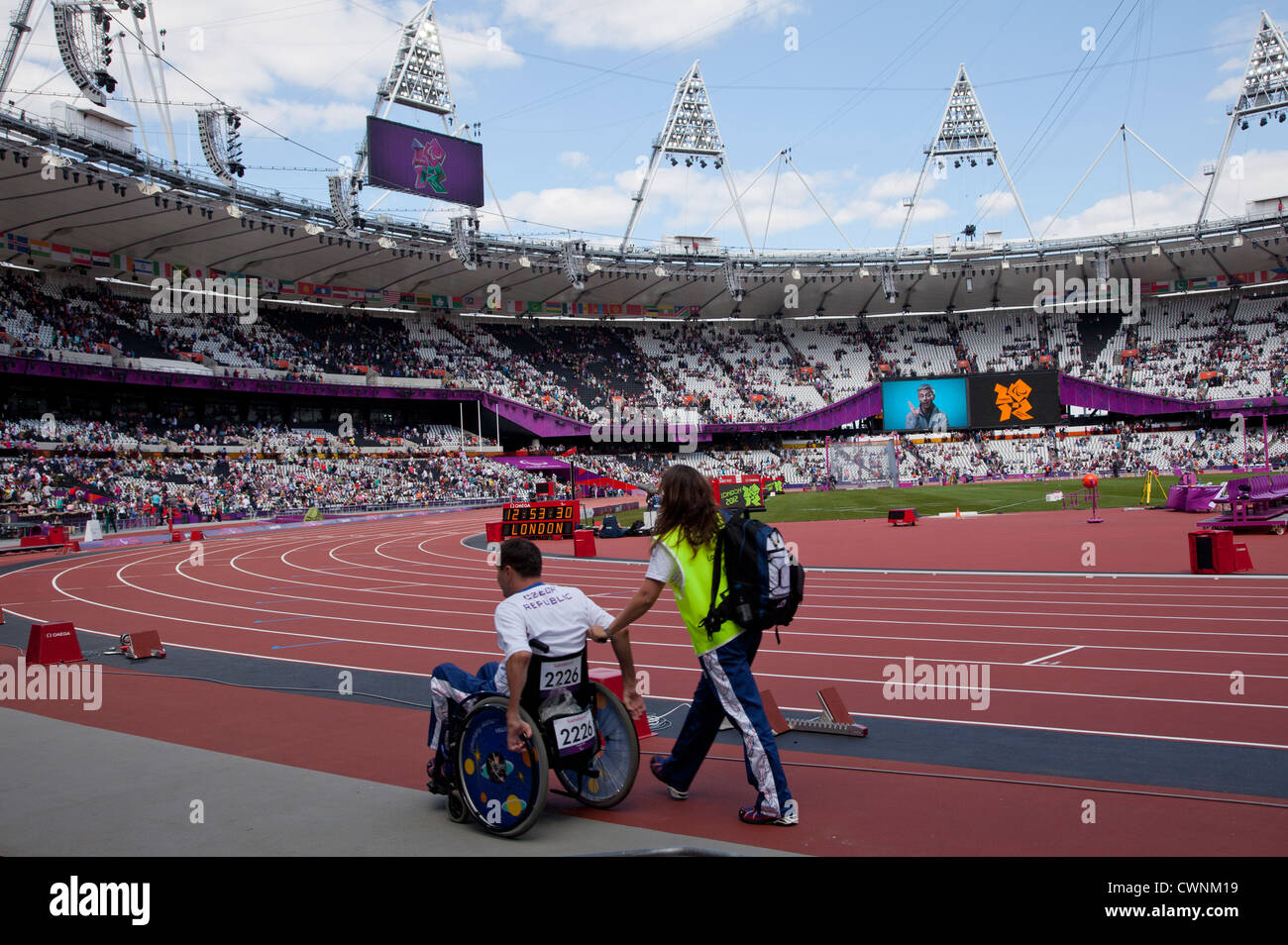 Rollstuhlfahrer bei den Paralympischen Spielen 2012 in London Stockfoto
