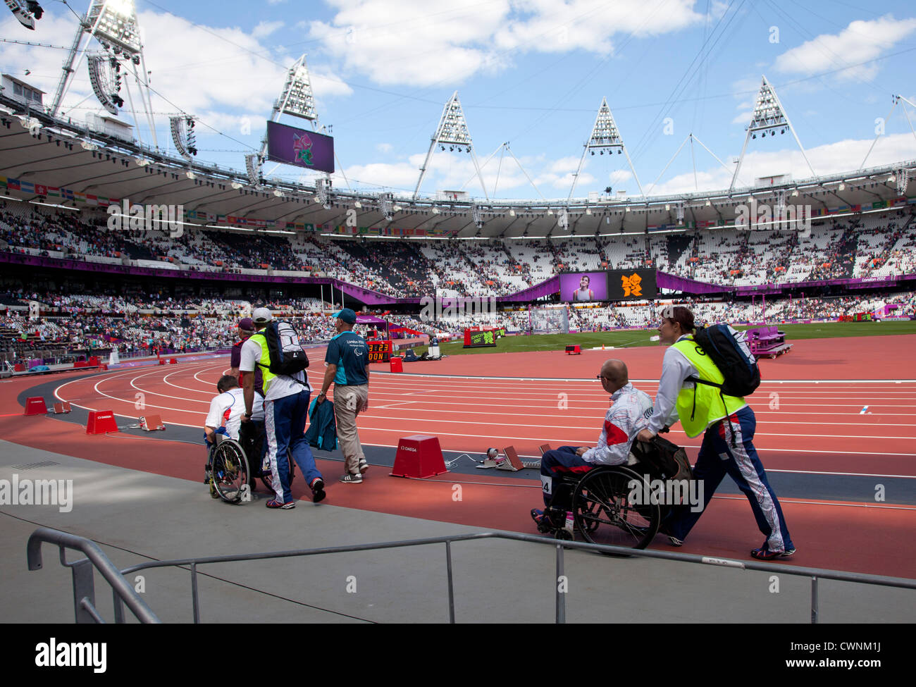 Rollstuhlfahrer bei den Paralympischen Spielen 2012 in London Stockfoto