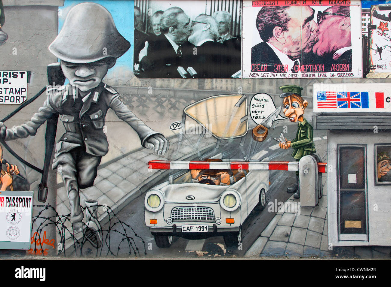 Europa, Deutschland, Berlin, Graffiti an der East Side Gallery Stockfoto