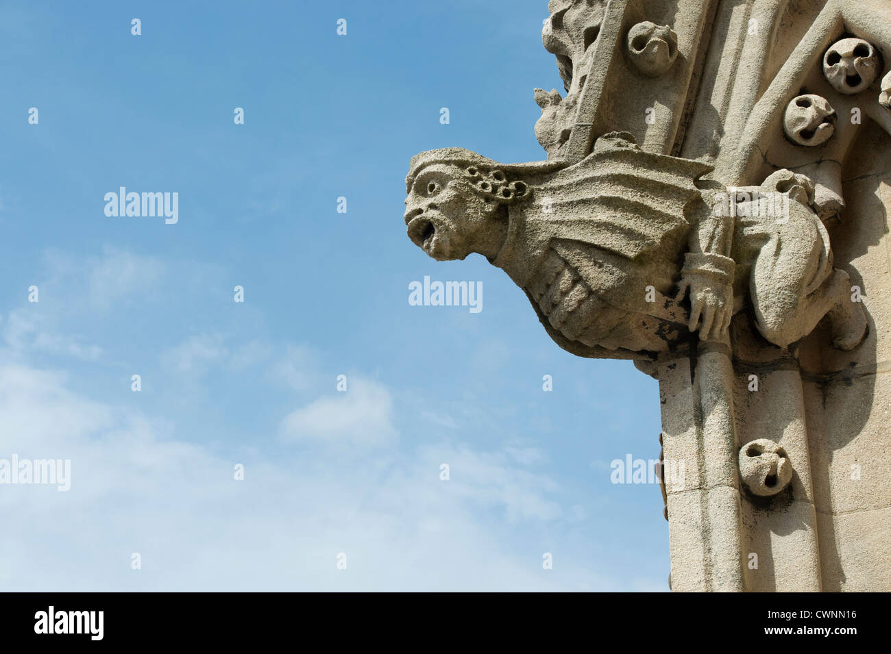 Geschnitzten Stein Wasserspeier auf dem Turm von der Universität von St Mary die Jungfrau, Oxford, England Stockfoto
