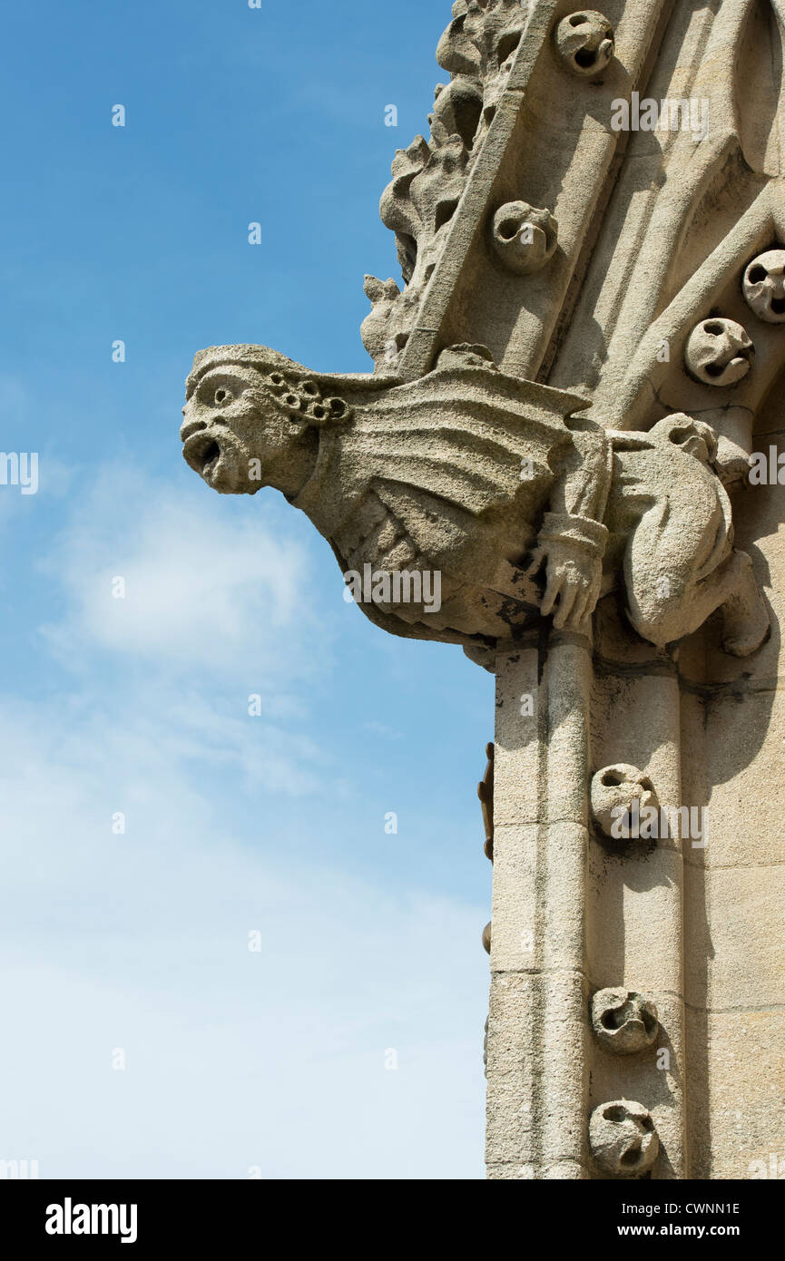 Geschnitzten Stein Wasserspeier auf dem Turm von der Universität von St Mary die Jungfrau, Oxford, England Stockfoto