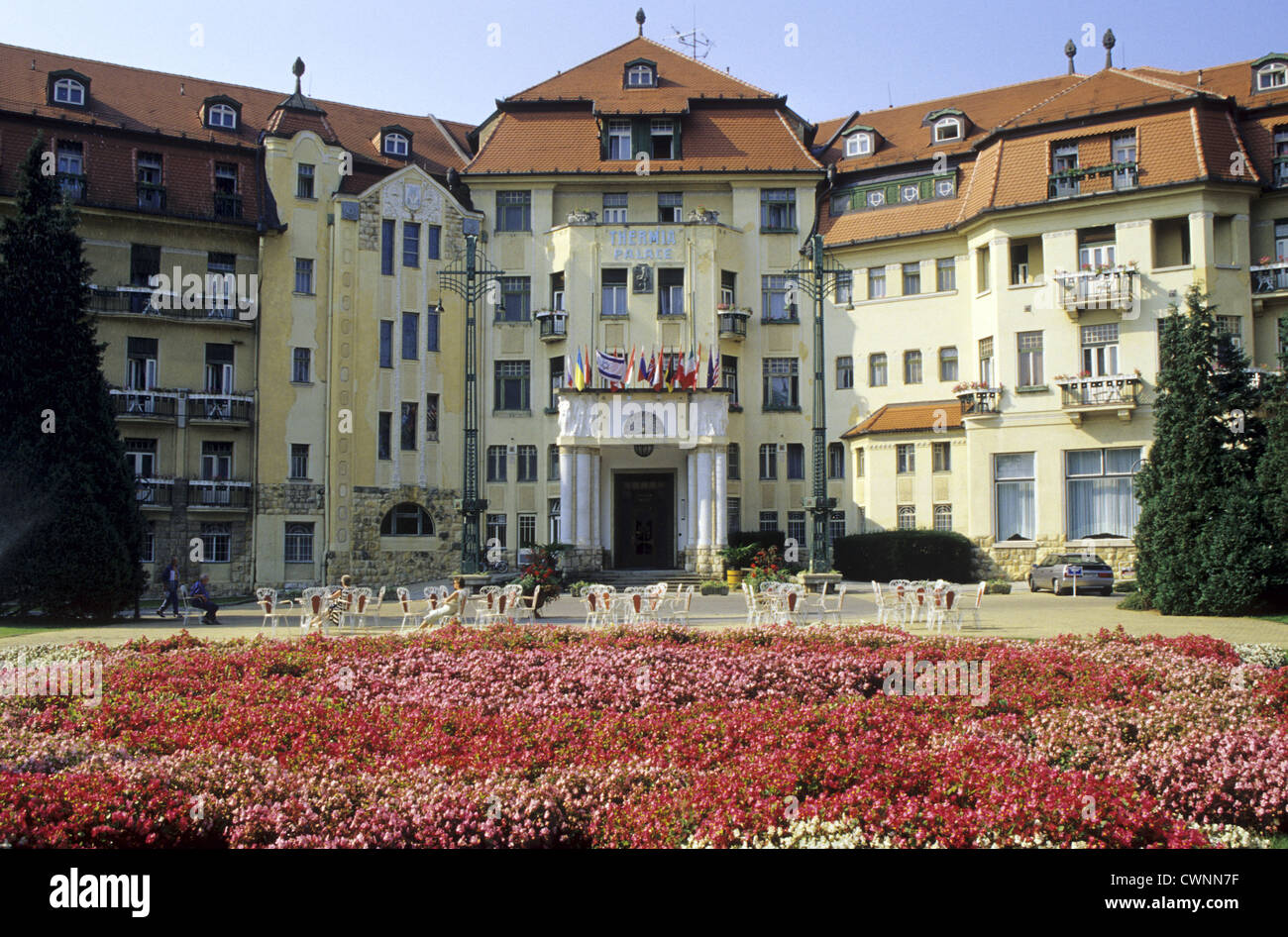 Das Gebäude von Thermia Palasthotel im Spa in Piestany, Slowakei. Stockfoto