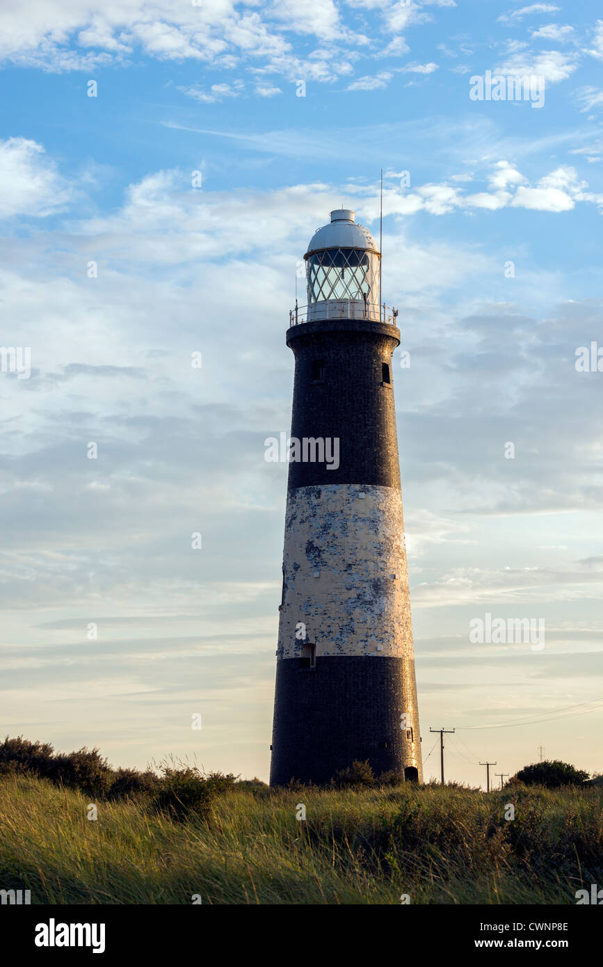 Blick auf Spurn Point Lighthouse Humberside Nordostküste Englands Stockfoto