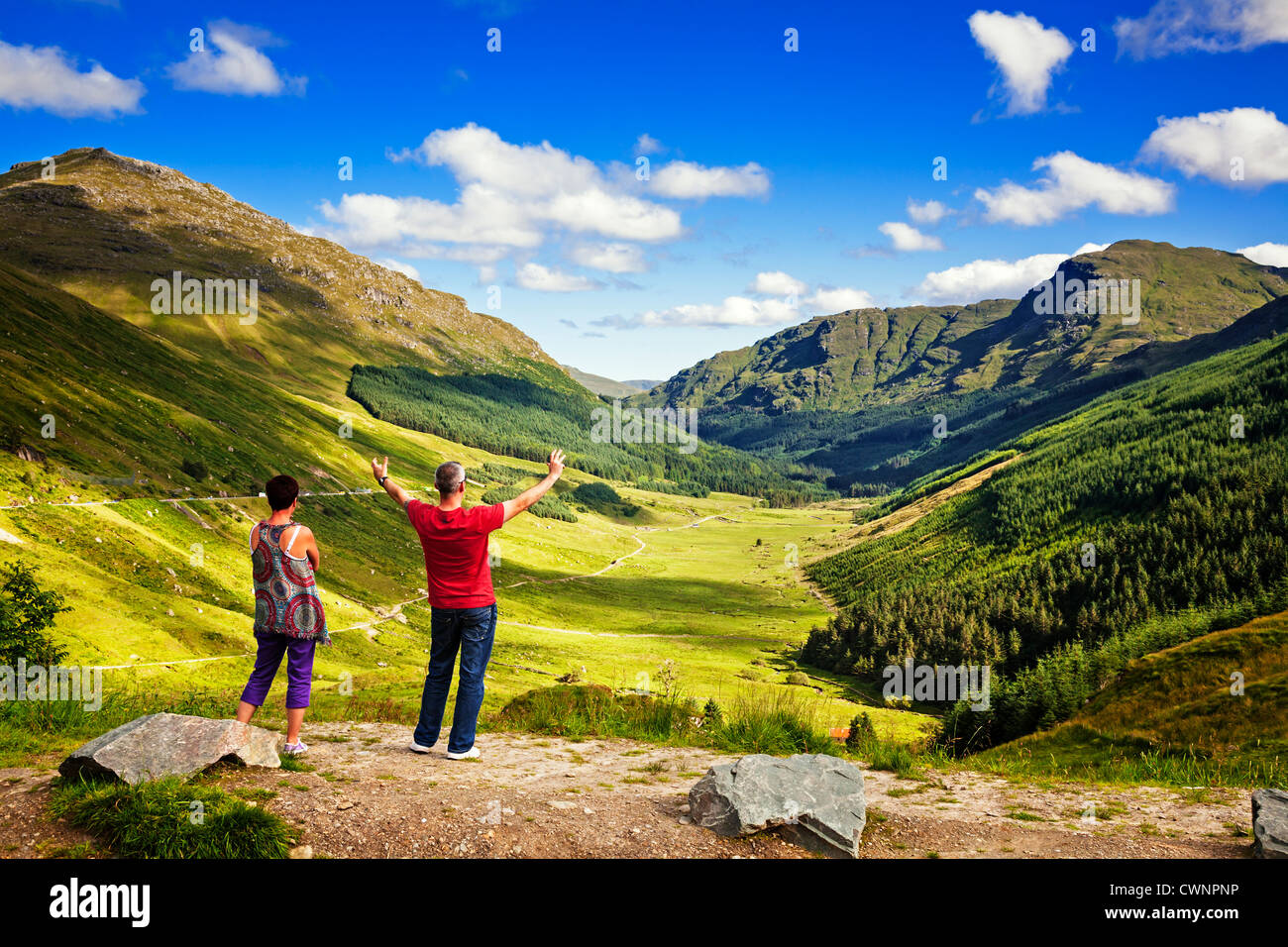 Aussicht auf Glen Croe vom Rest und werden dankbar, Argyll und Bute, Schottland. Stockfoto